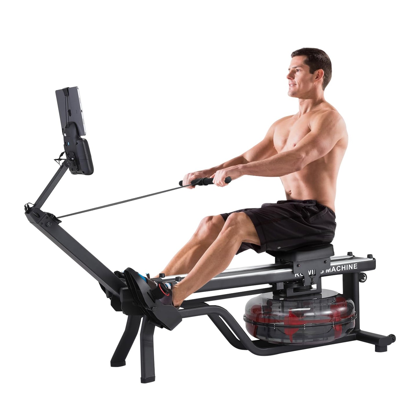 Garveelife Water Rowing Machines for Home, 380 LBS Capacity Rower Machine with Digital Monitor, Wide Ergonomic Seating and Tablet Holder, App Compatible