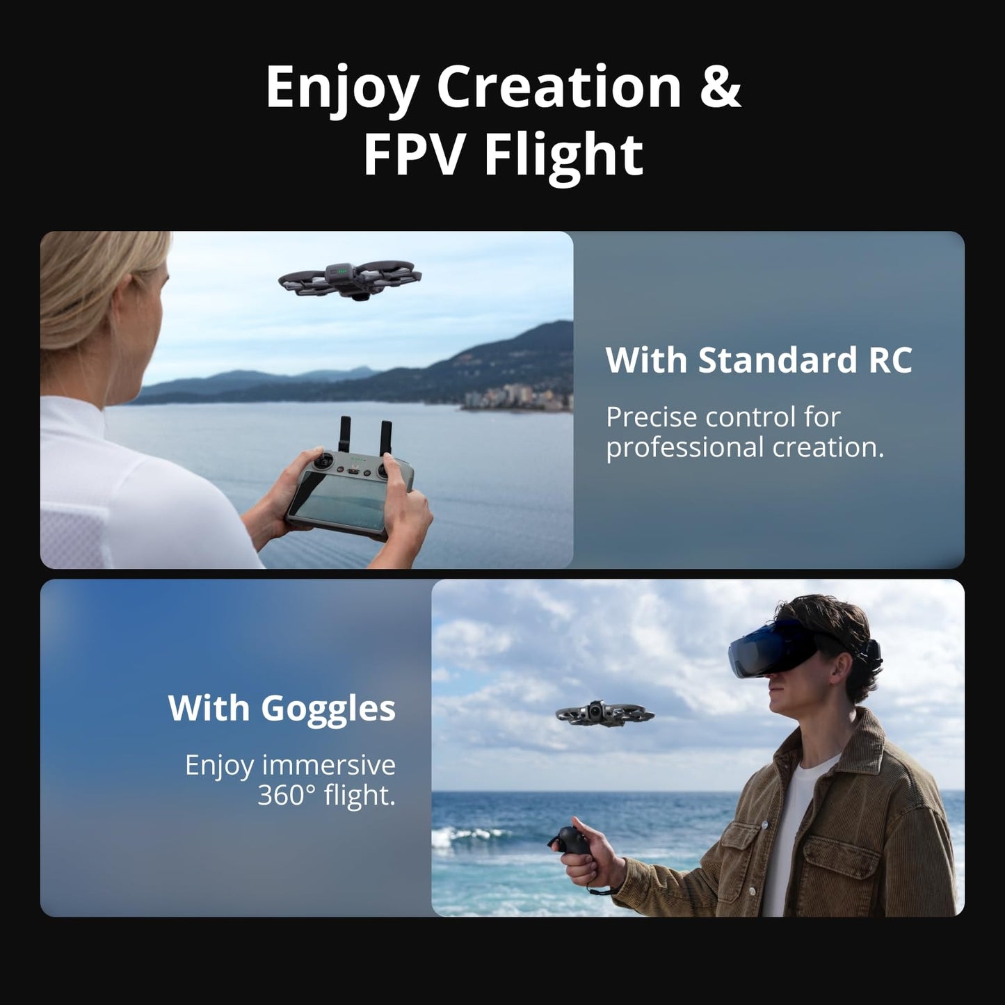 DJI Avata 360 Fly More Combo (RC 2), 360° Drone With 1-Inch 8K 360° Imaging for FPV & Aerial Filming, 360° Camera Drone With Propeller Guard. Includes RC 2 for Precise Control and Three Batteries