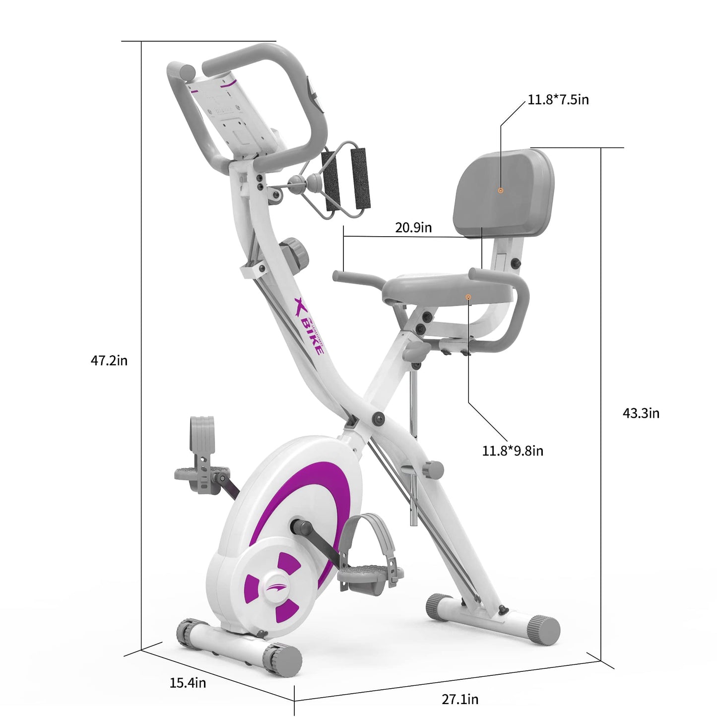 leikefitness Folding Stationary Bike Recumbent Exercise Bike w/Arm Resistance Bands-Pulse Sensor-LCD Monitor and Easy to Assemble Indoor Cycling Bike 2280 (PURPLE)
