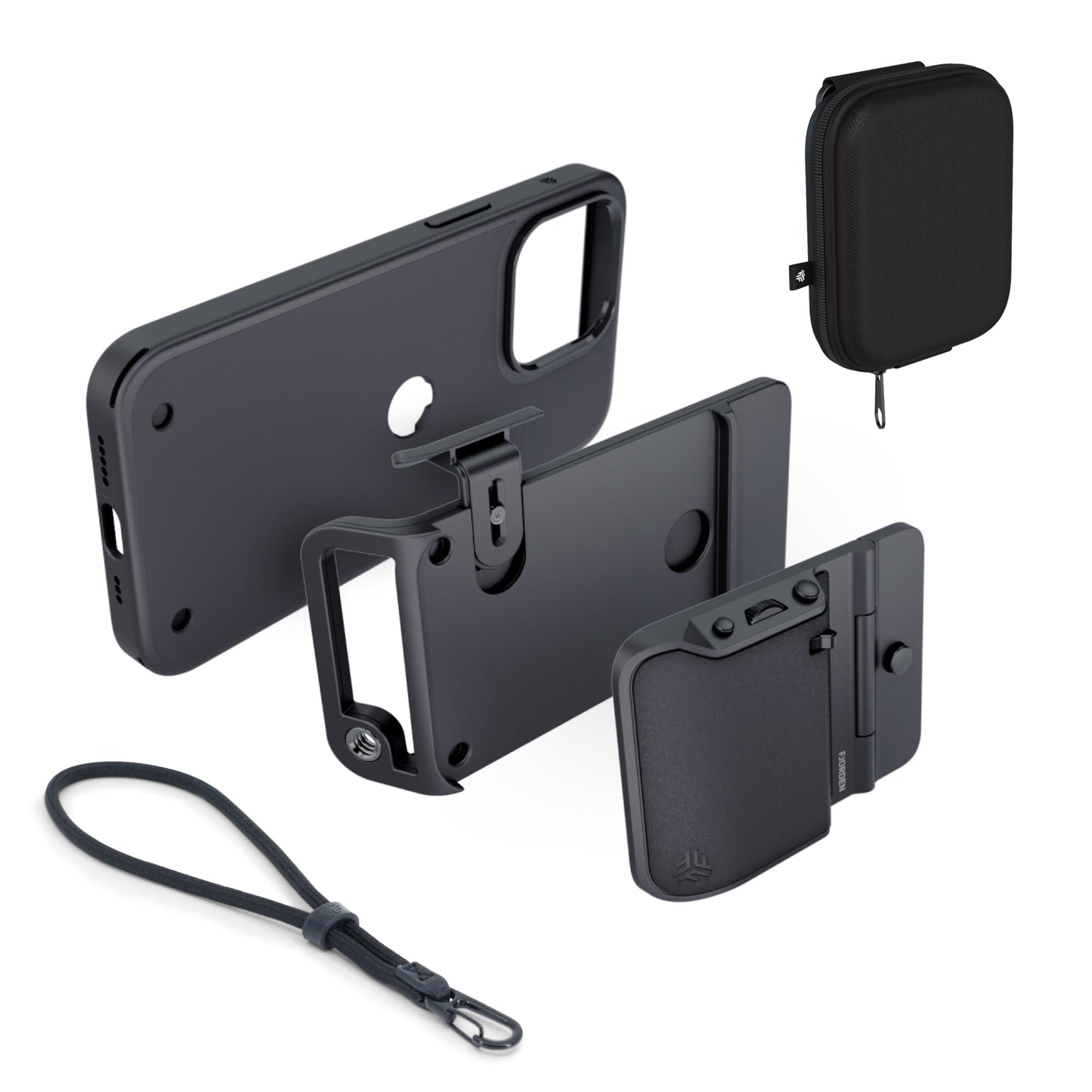 FJORDEN Ultimate Bundle for iPhone 15 Pro - Includes Fjorden Case, Black Rope Strap, and MagSafe Compatible Adapter (Medium) - Shoot Like A Pro with Your iPhone