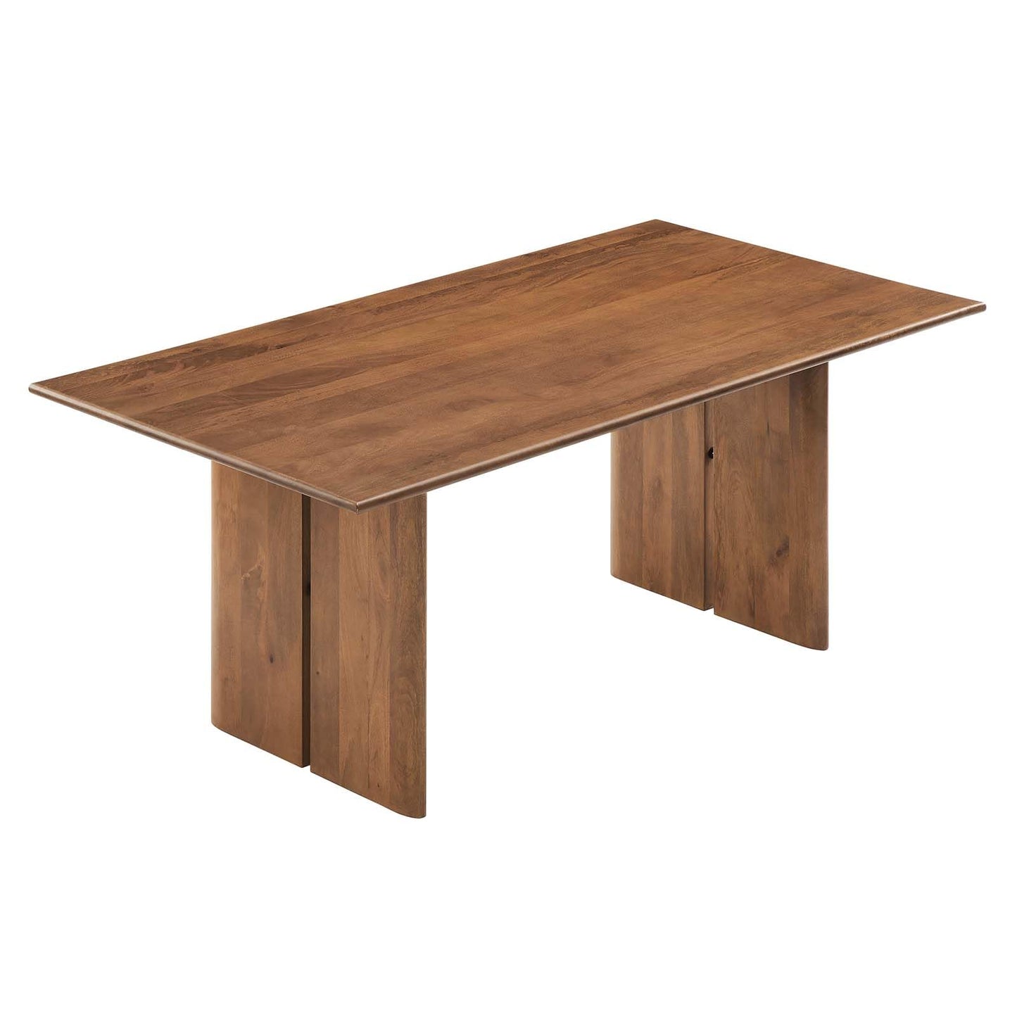 Modway Amistad 72" Solid Wood Modern Farmhouse Rectangular Dining Table in Walnut