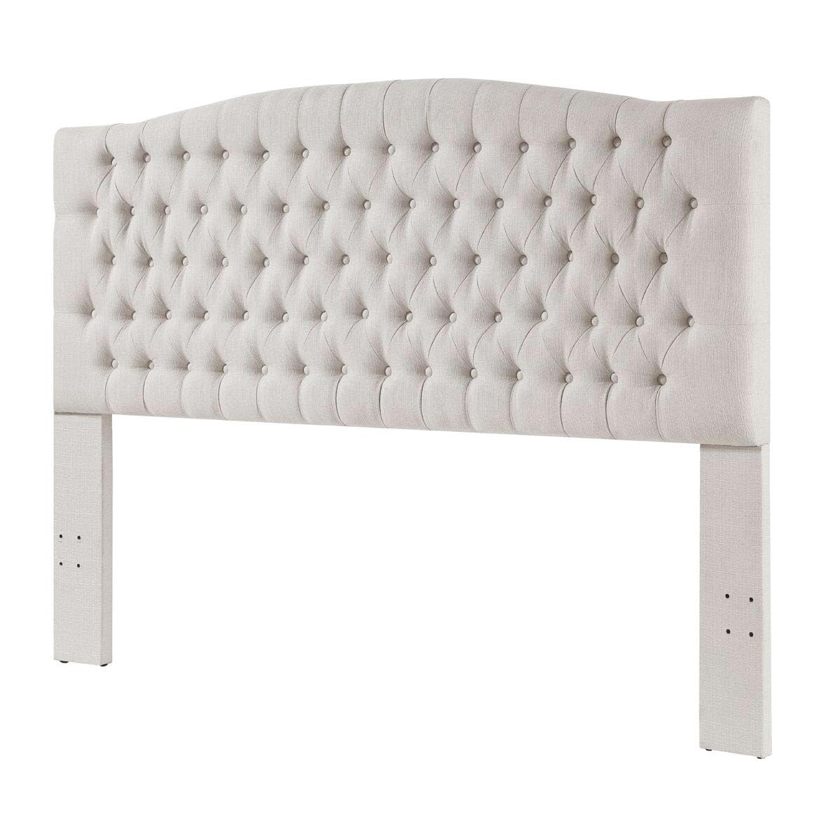 24KF Upholstered Tufted Button Linen Fabric Headboard,Comfortable Fashional Headboard King/CA King Size,Ivory