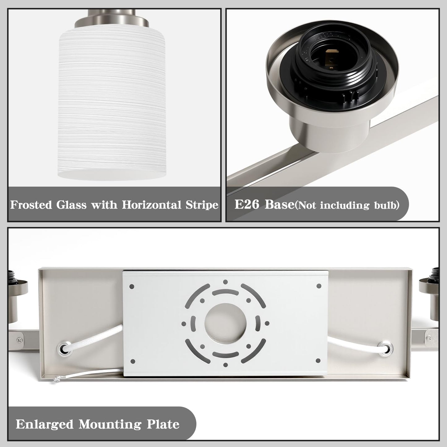 DIKAIDA 10-Light Bathroom Vanity Light Brushed Nickel,64.5in Vanity Lights with White Frosted Glass,Modern Bathroom Wall Lights Fixtures Over Mirror,Wall Sconces Lighting for Bedroom Living Room,E26
