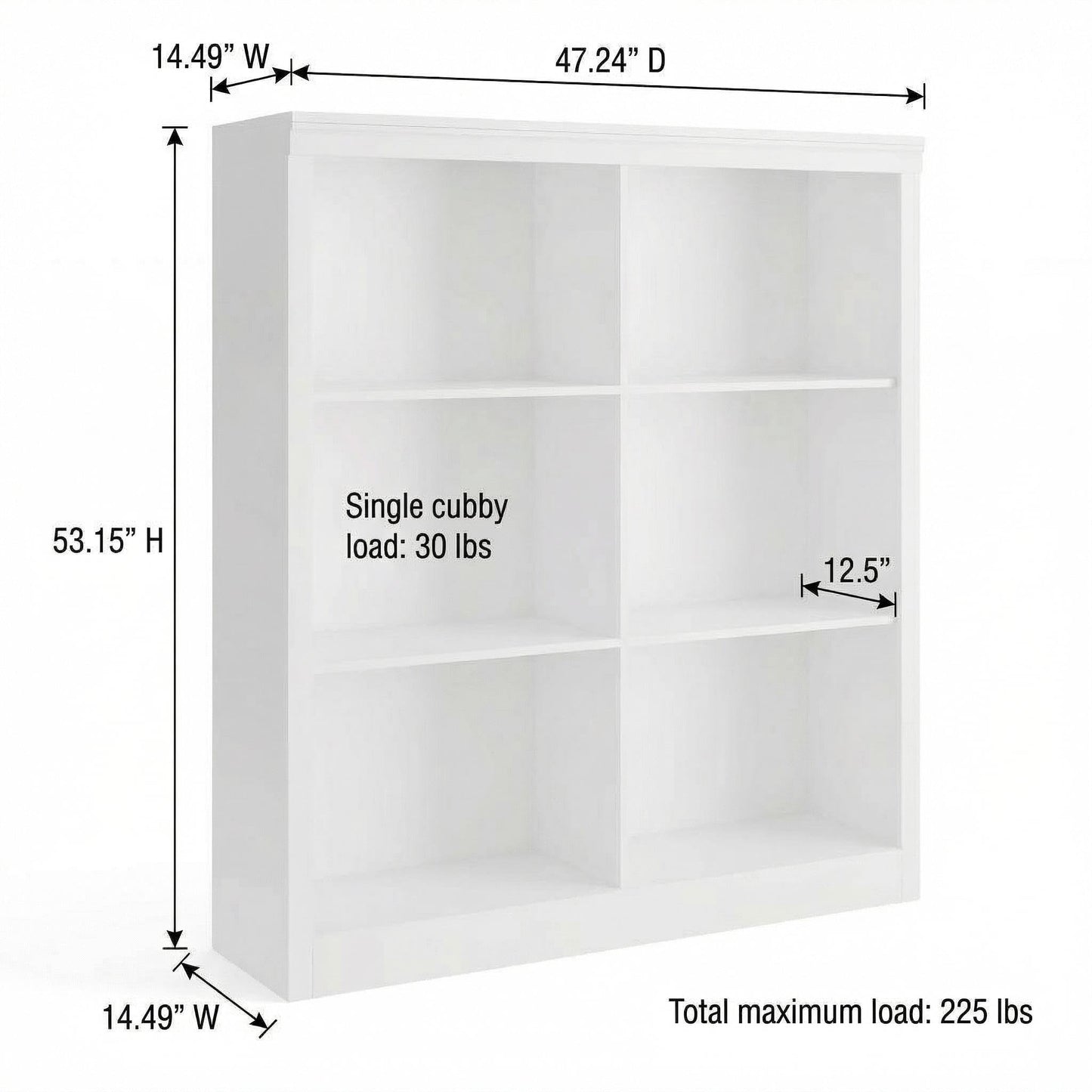 GarveeHome 6 Cube Storage Organizer, 53 Inch Tall Bookcase with Anti-Tip Design, Sturdy Wooden Bookshelf for Living Room, Bedroom, Home Office, White Cube Shelf in White