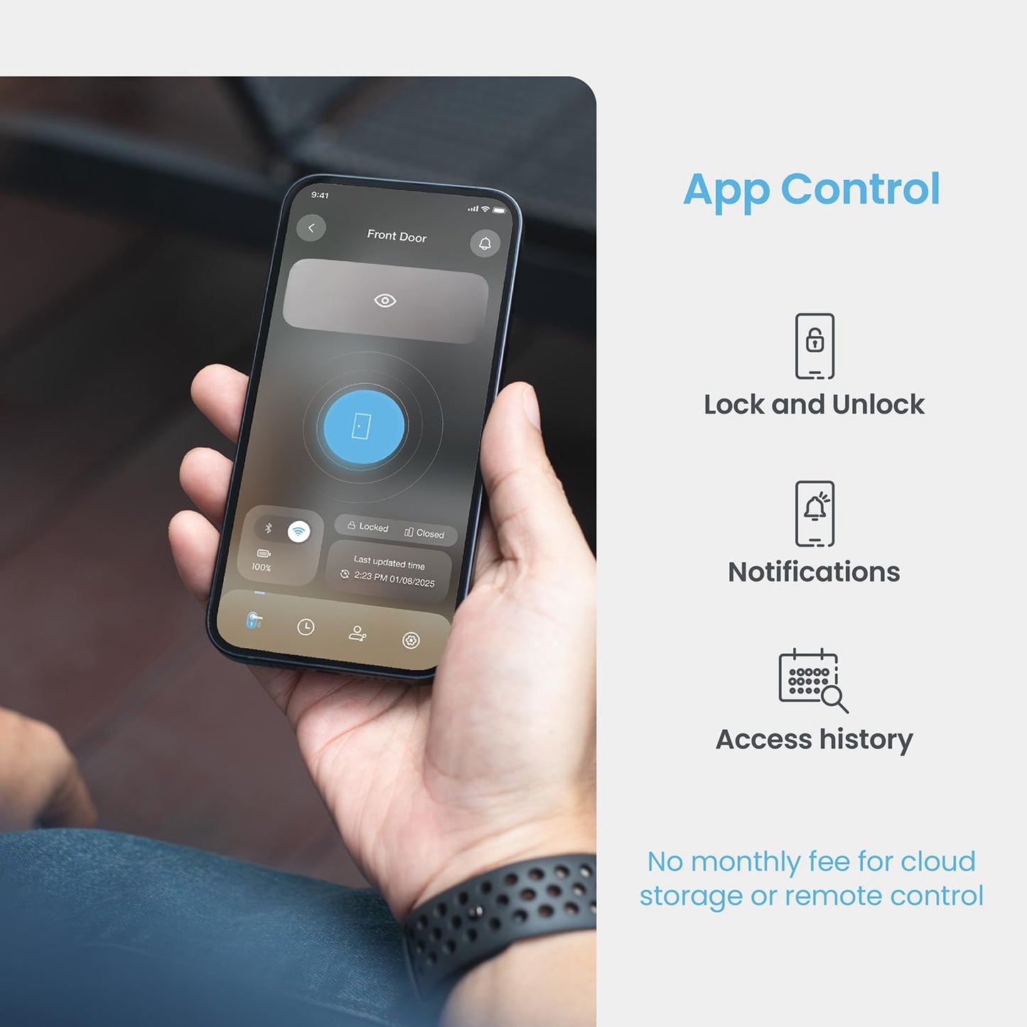 Lockly Vision Elite Video Smart Lock with Camera, Smart Wi-Fi Deadbolt for Front Door, PIN Genie® Keypad, Fingerprint Door Lock, Motion Sensor, App Remote Control, 2-Way Audio Doorbell, No Monthly Fee