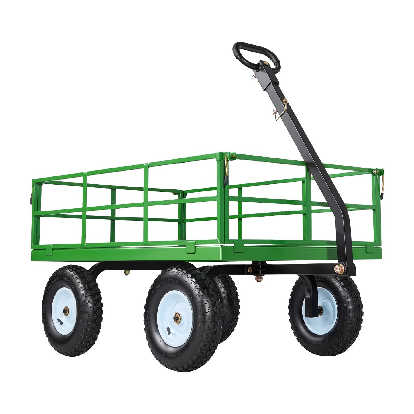 VEVOR Steel Garden Cart, 1200 lbs Heavy Duty Pullable Garden Wagon Yard Cart, 2 in 1 Outdoor Metal Utility Wagon Yard Trailer with 13" All Terrain Tires, Mesh Detachable Sides and 180° Rotating Handle