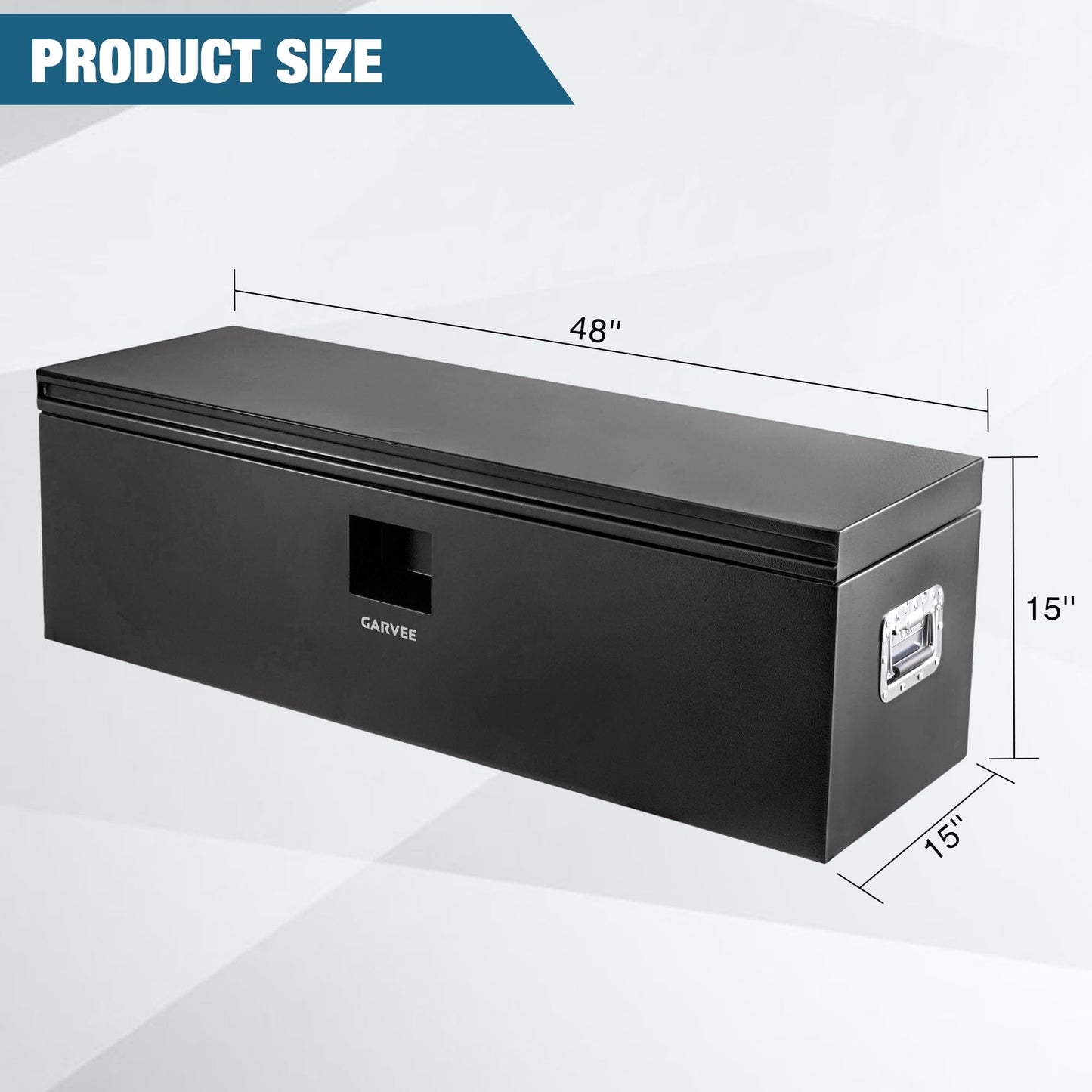 Garvee Black Steel Truck Bed Tool Box, Trailer Tongue Box, Truck Storage Organizer Tool Chest For Truck Bed, RV, Trailer (48 in x 15 in x 15 in)