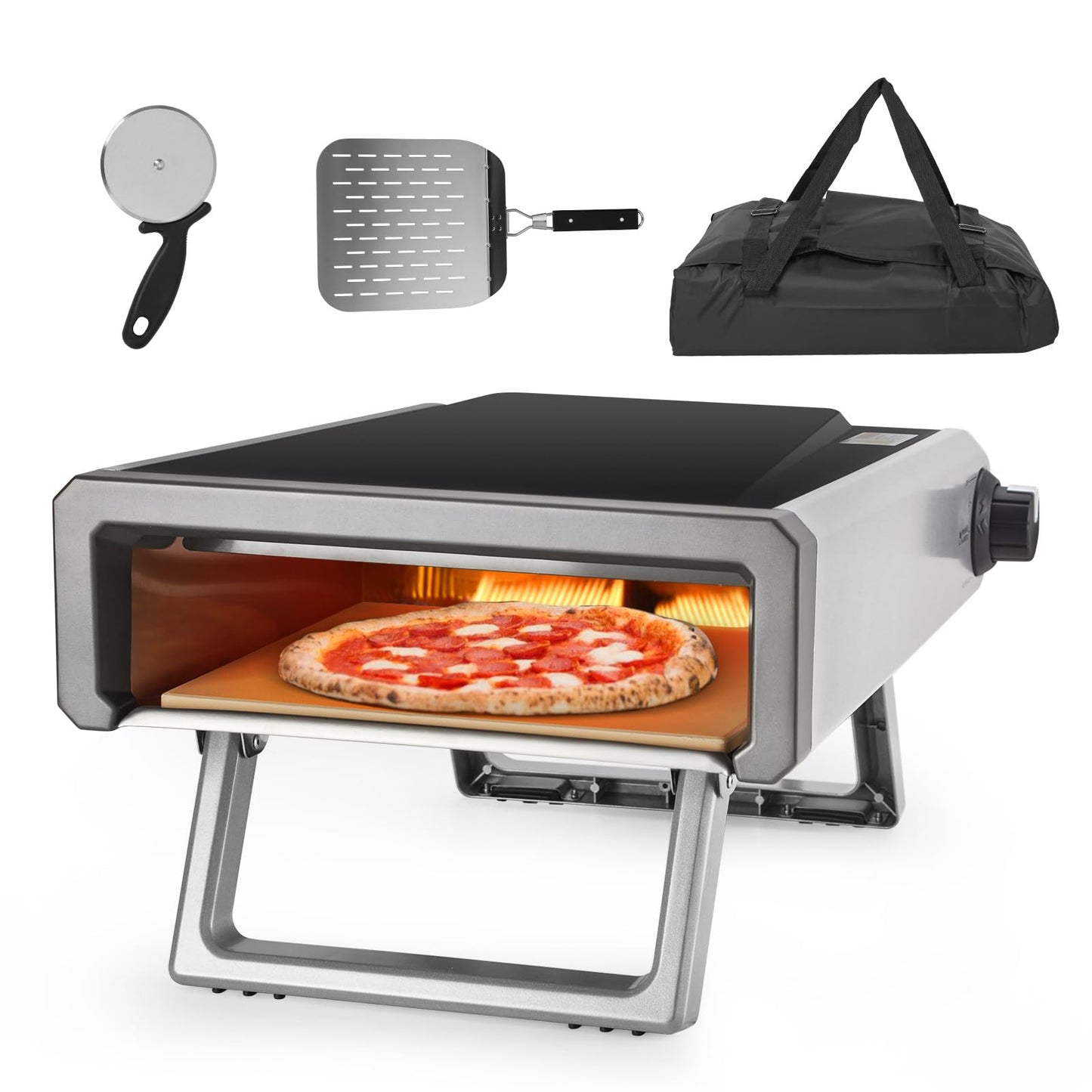 Garvee Pizza Oven Outdoor Gas Propane Portable Pizza Ovens, 12" Stainless Steel for Outside Backyard Kitchen Camp With Accessories Kit