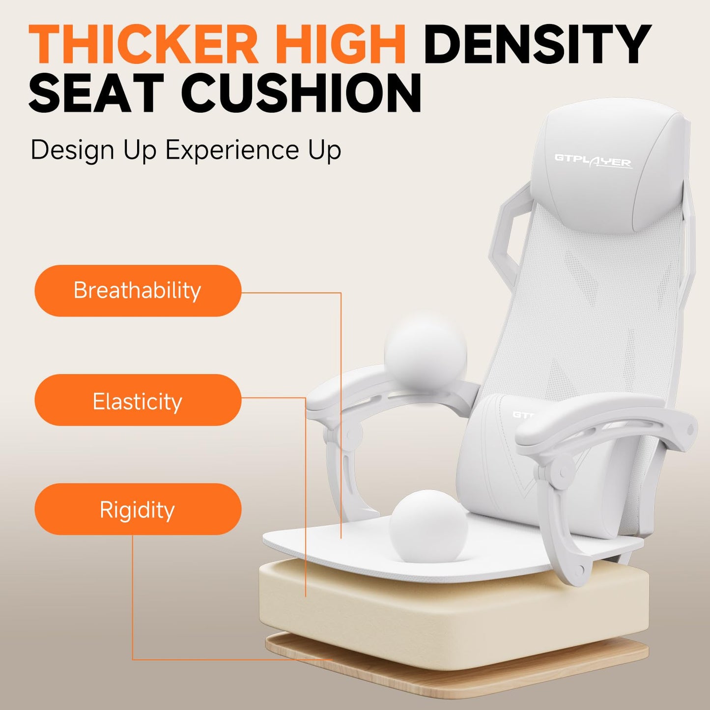 GTPLAYER Computer Chair with Adjustable Footrest, Ergonomic Gaming Chair with Headrest and Lumbar Support, Breathable Mesh Office Chair for Adults, High Back Reclining Desk Chair for Gaming and Office