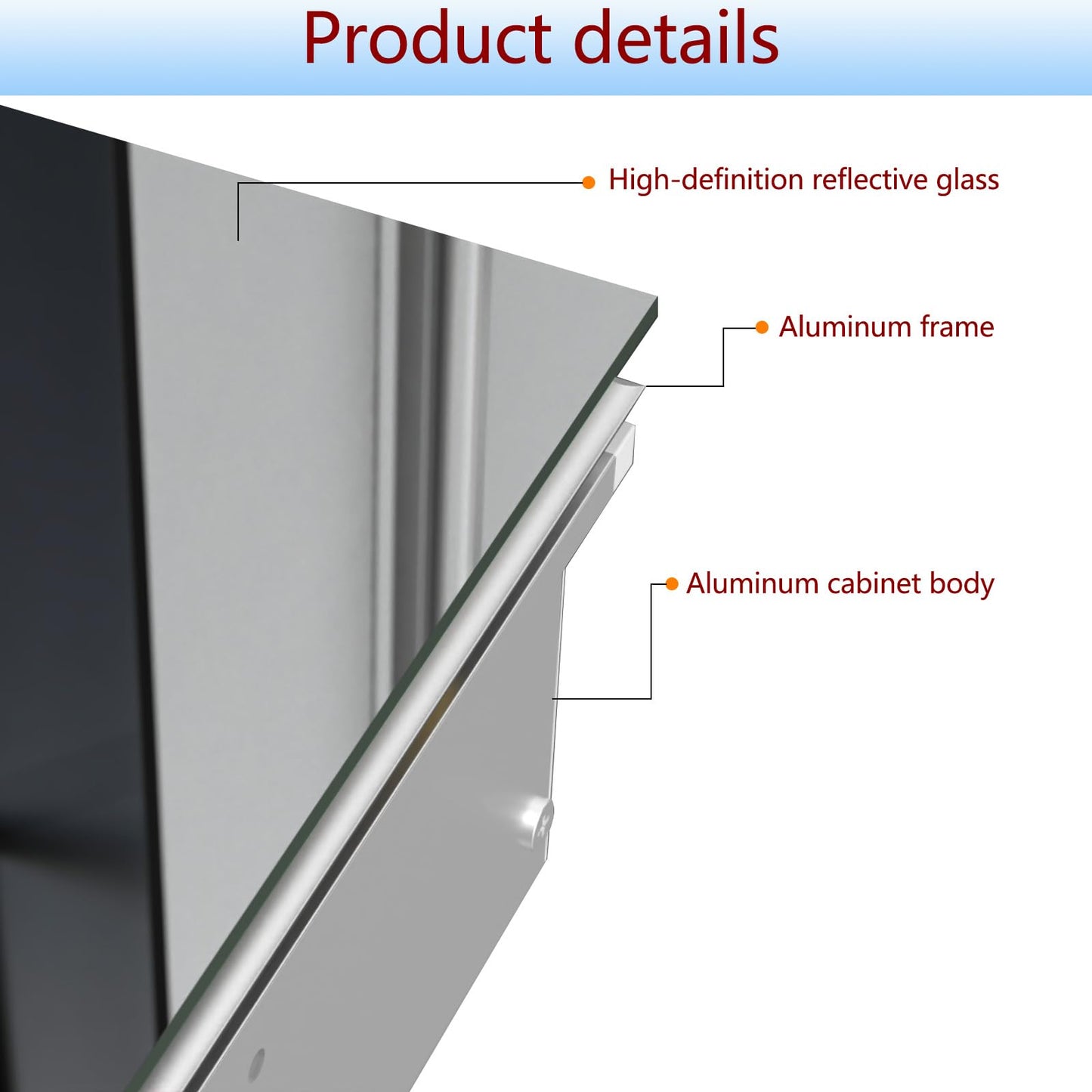 HESONTH Medicine Cabinet with Mirror of Storage, 22x30 inch Aluminum Bathroom Cabinet, Assembly Needed, Surface Mount or Recessed Wall Cabinet with Adjustable Glass Shelves for Bathroom Bedroom