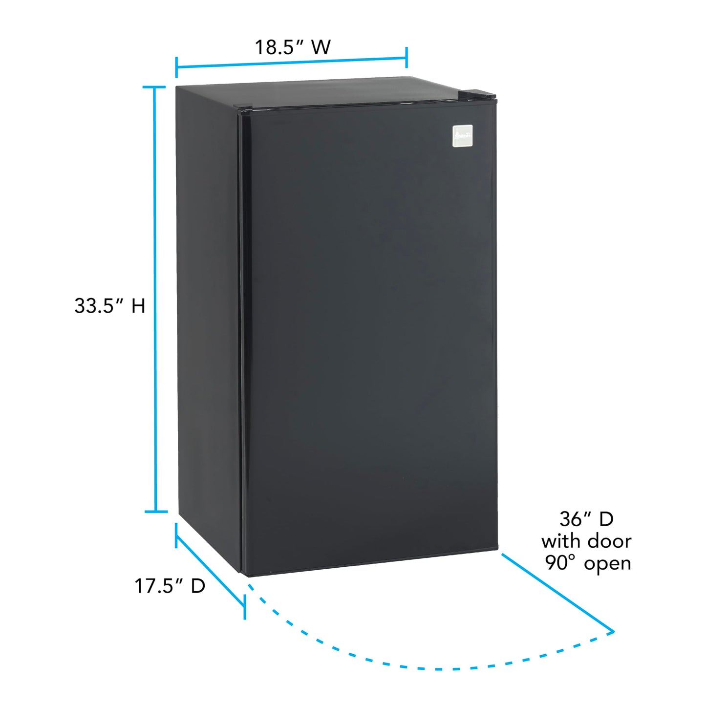 Avanti 3.3 Cu. Ft. Mini Fridge Compact Refrigerator with Adjustable Temperature, Removable Shelves, Chiller Compartment wiith Flush-Back Design, 3.3 cu.ft., Black