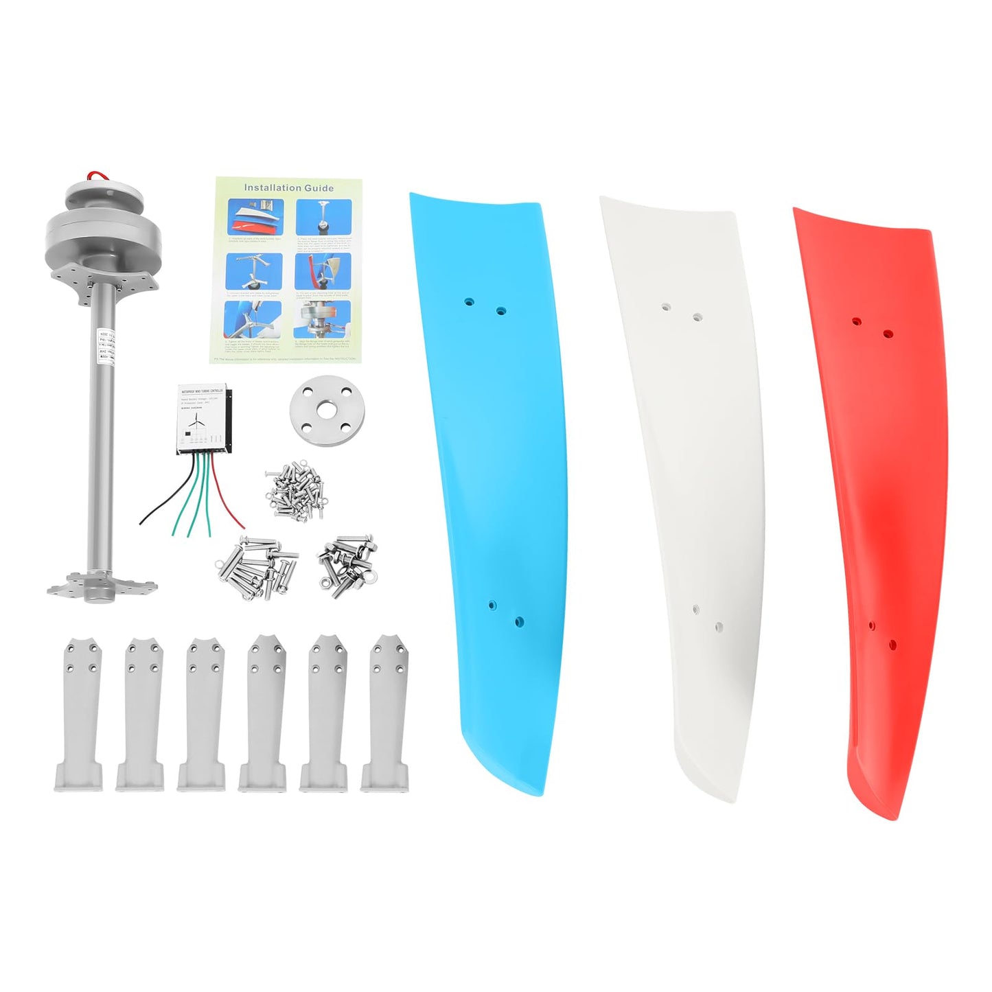 Lemoeyes Wind Turbine Generator 400W 24V Helix Vertical Axis Wind Power Generator 3 Blades Home Windmill Kit for Hybrid Wind Solar System 1.3m/s Start Wind Speed