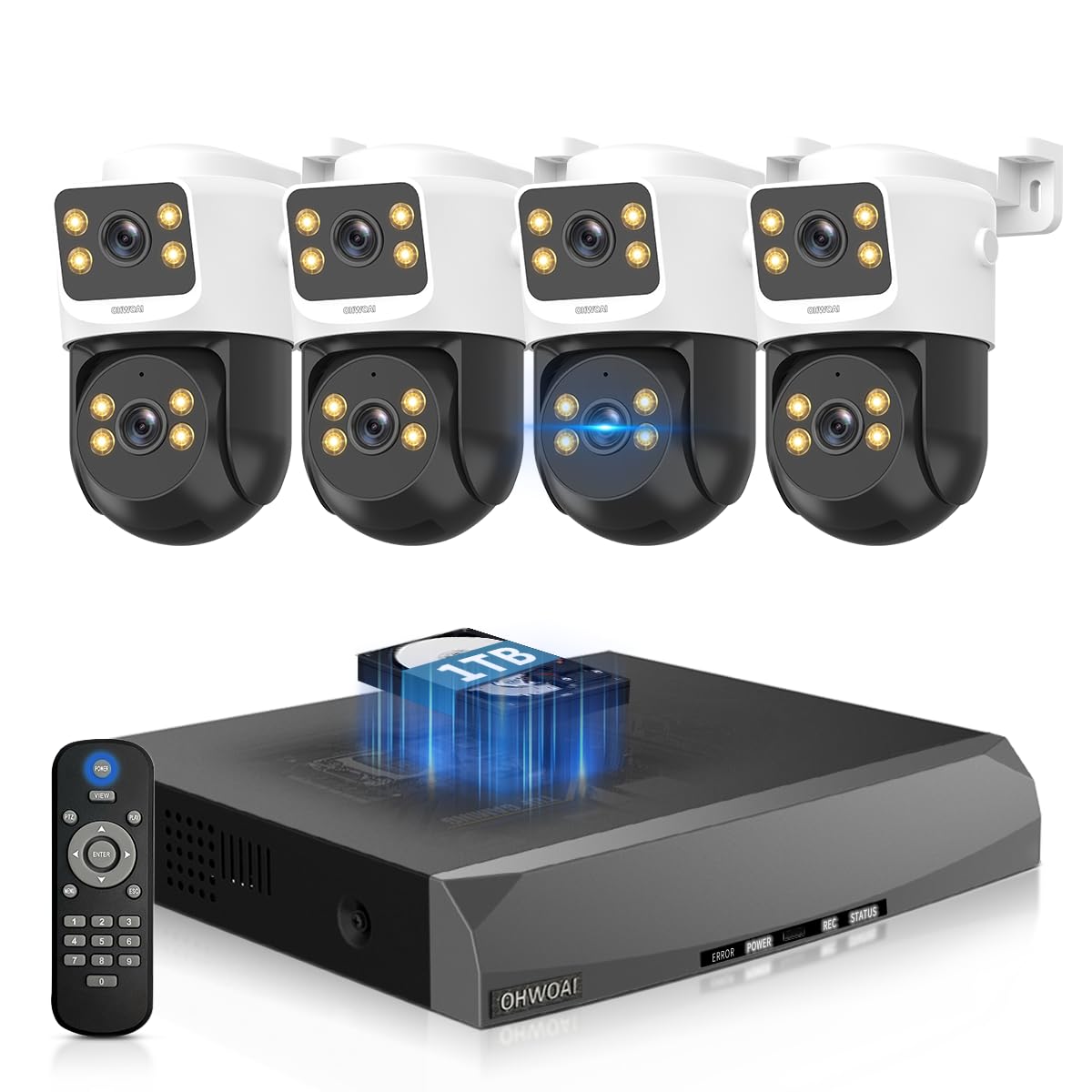 《Dual Lens & Auto Tracking》4K PoE Security Camera System Outdoor, PTZ Video Surveillance Cameras Systems, Surveillance DVR Kits