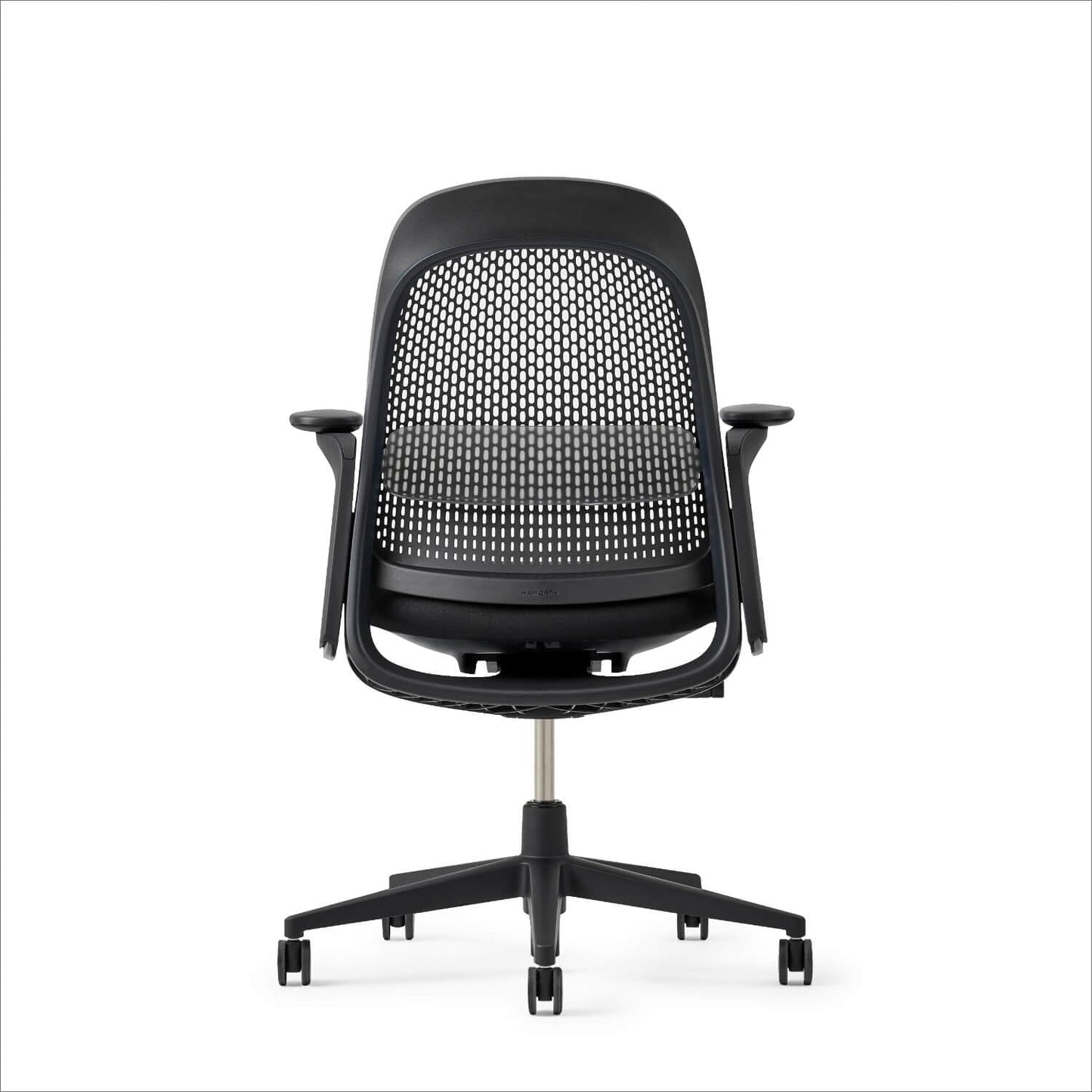 Haworth Breck Office Chair - Ergonomic Desk Seat with Height-Adjustable Lumbar Support, Black Trim, and 4D-Arms (Coal)