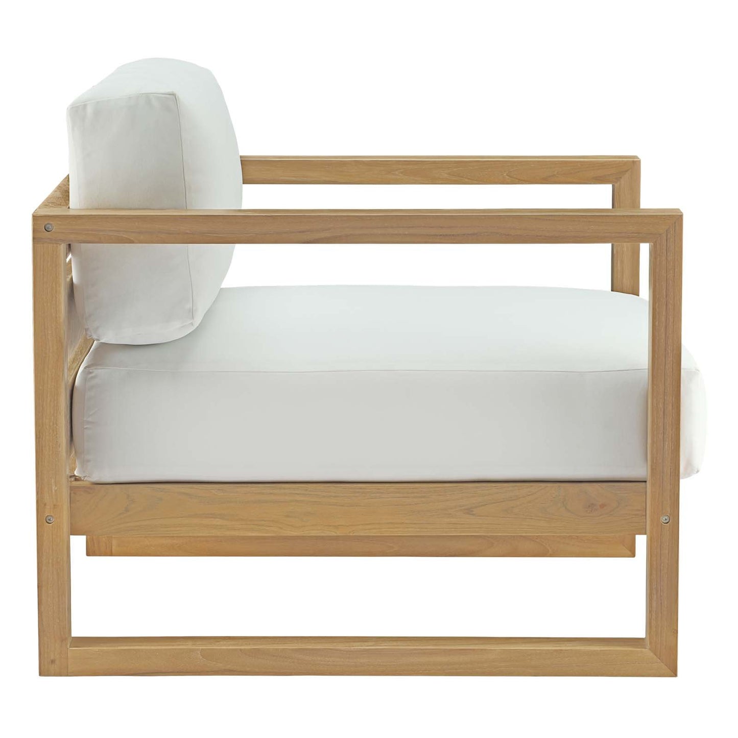 Modway Upland Teak Wood Outdoor Patio 5-Piece Sectional Sofa Set with Cushions in Natural White