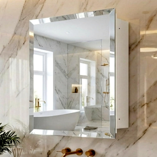 HOUSE REFLECTION Bathroom Medicine Cabinet Mirror – Frameless Beveled Mirror Door, Wall Mounted Bathroom Mirror Cabinet, Recessed or Surface Mount, (22" x 30" Mirror Door)