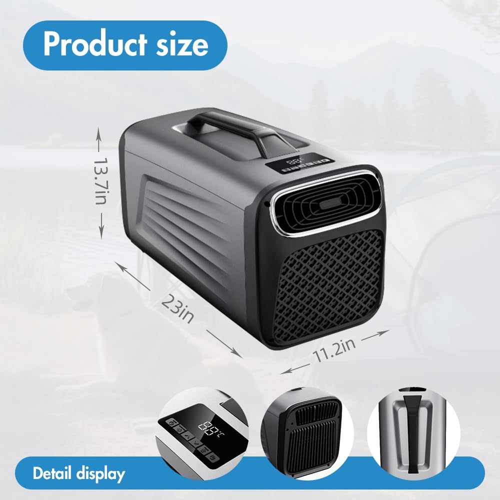 GETUHAND Portable Air Conditioner for Camping Outdoor and Indoor Use, 5200BTU Fast Cooling Capacity for Tent AC，Quiet Air conditoning For Small Rooms，Pet House Black Grey