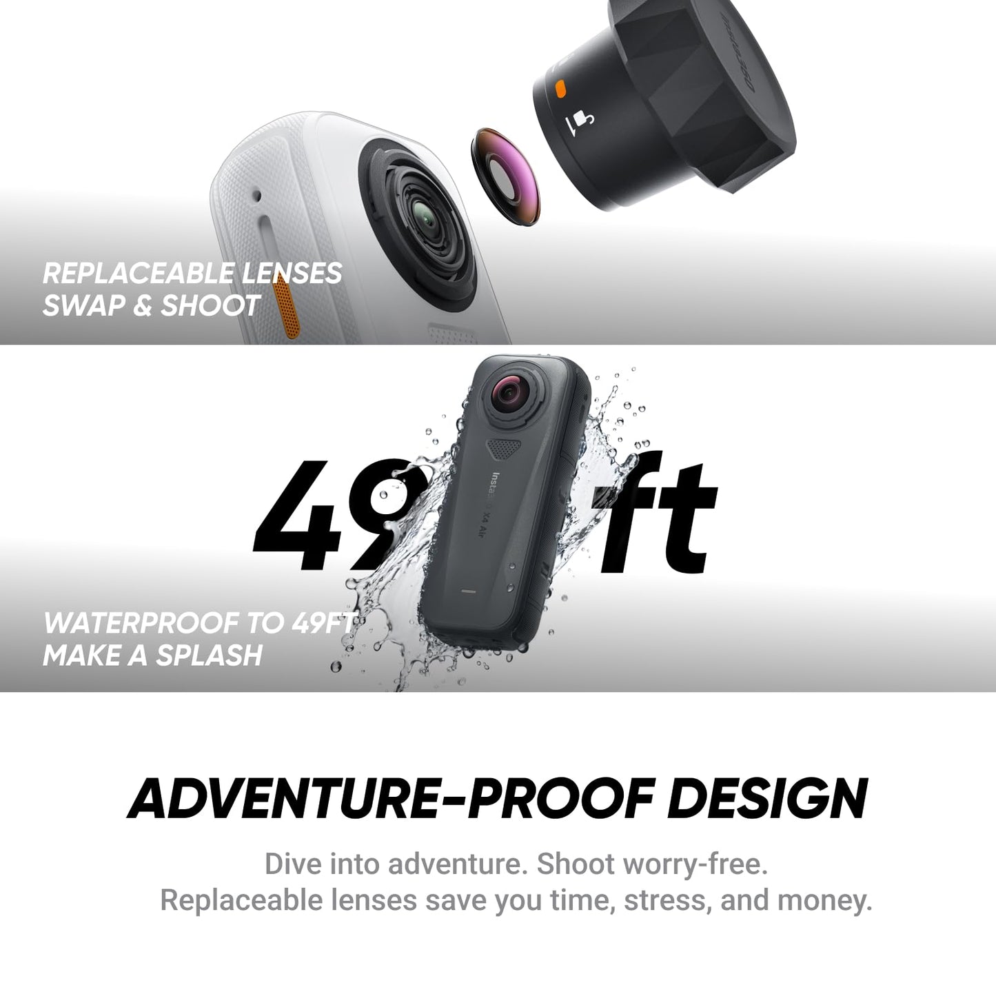 Insta360 X4 Air Starter Bundle - Lightweight 165g 8K 360 Camera, Invisible Selfie Stick, Replaceable Lenses, Shoot First & Frame Later, Built-in Wind Guard, FlowState Stabilization, AI-Powered App