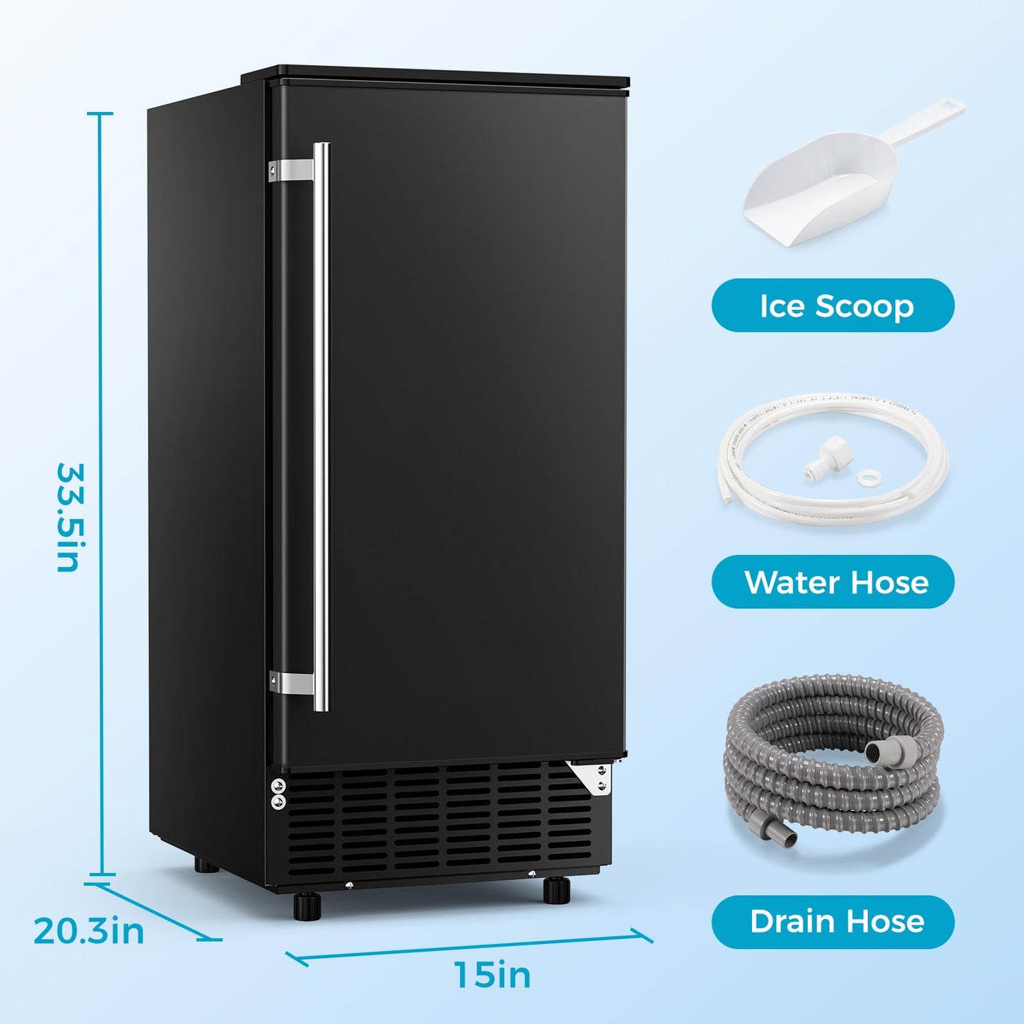 COWSAR Commercial Cube Ice Maker, Freestanding Ice Machine, 80lbs/24H, 40 Ice Cubes/Cycle, Reversible Door, 24H Timer & Self-Cleaning, Under Counter Ice Cube Machine for Bar/Cafe/Home