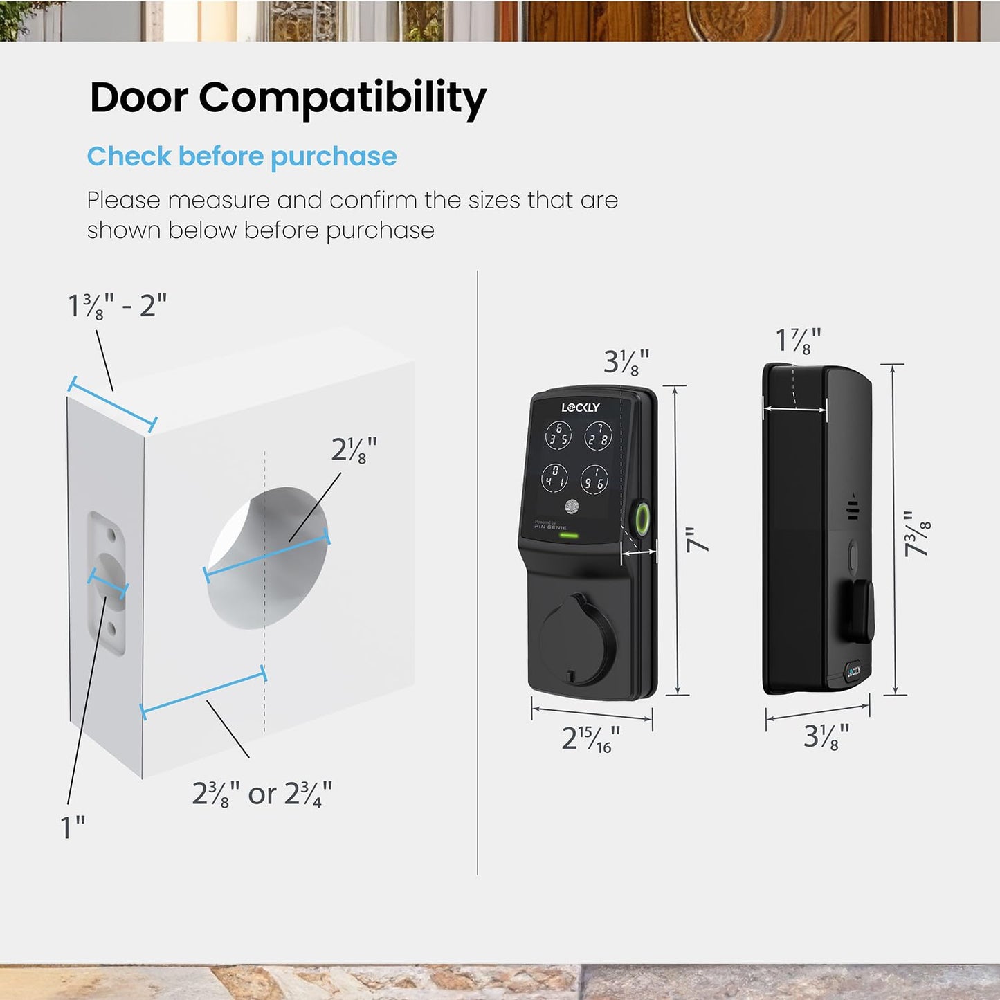 Lockly Secure Pro Smart Deadbolt Lock — Fingerprint Keyless Entry, PIN Genie® Patented Keypad, up to 99 Fingerprints, up to 33 Access Codes, Wi-Fi Hub Included, ANSI Grade 1, Alexa & Google Compatible