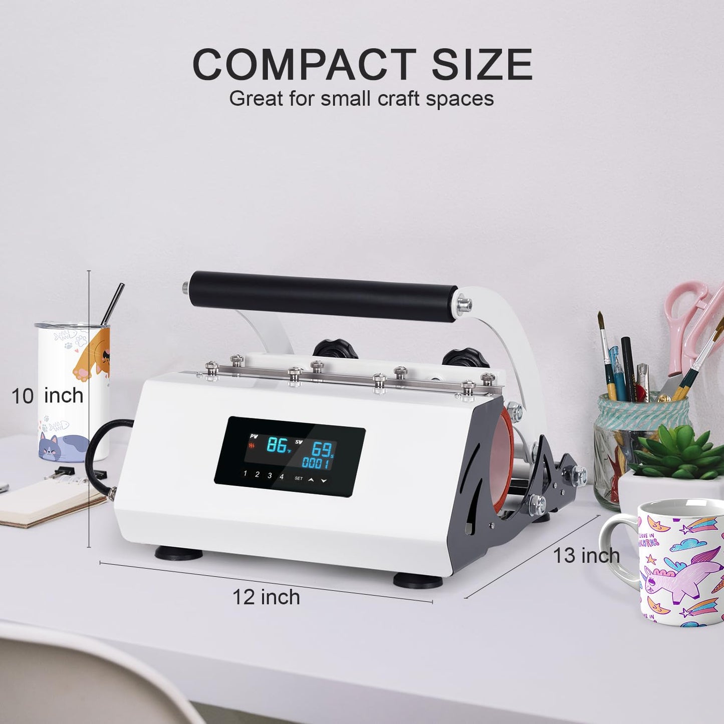 YAHOPE Tumbler Heat Press Machine Sublimation for 11-30oz Mug Tumbler Cup with Sublimation Paper Heat Tape and Glove - White