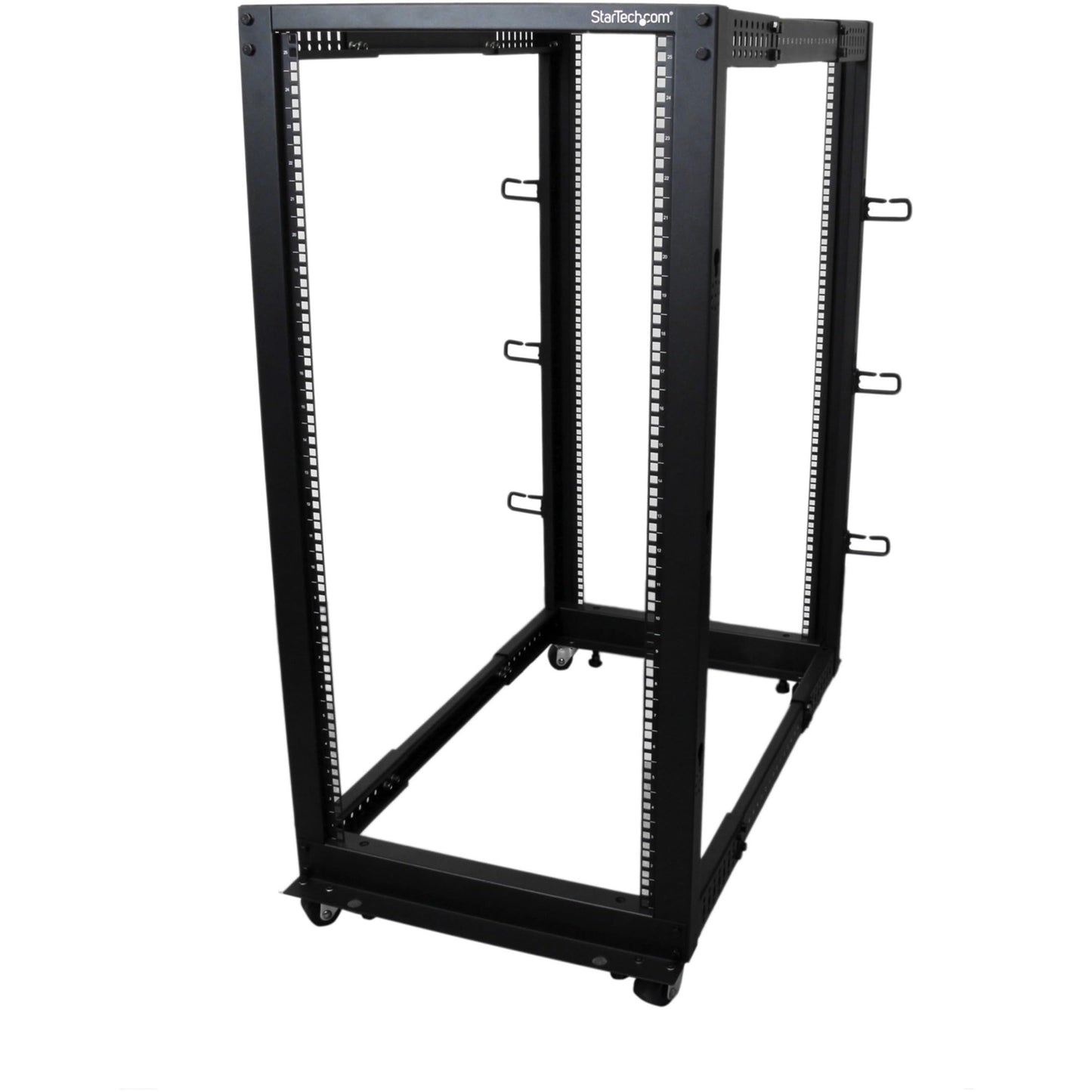 StarTech 25U 4-Post Server Rack, 19in Open Frame Rack with 40in (101cm) Mounting Depth and 1200lb (544kg) Weight Capacity, Mobile or Floor Mount IT Rack