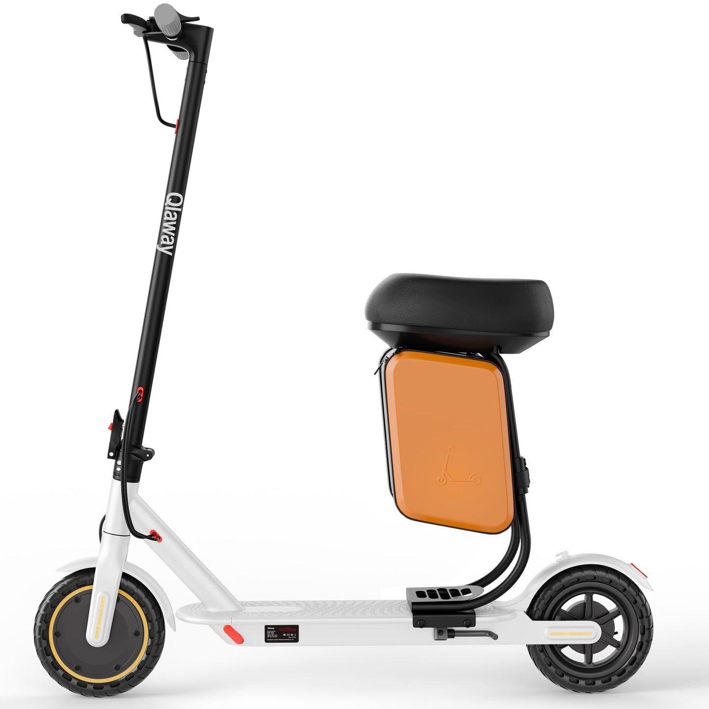 Qlaway Electric Scooter with Seat, 350W Motor, Top Speed 19Mph(31km/h), Max 22 Miles Ranges, 350W Motor, 8.5" Solid Tires, Aluminum Alloy Folding E Scooter with Dual Braking/APP Control