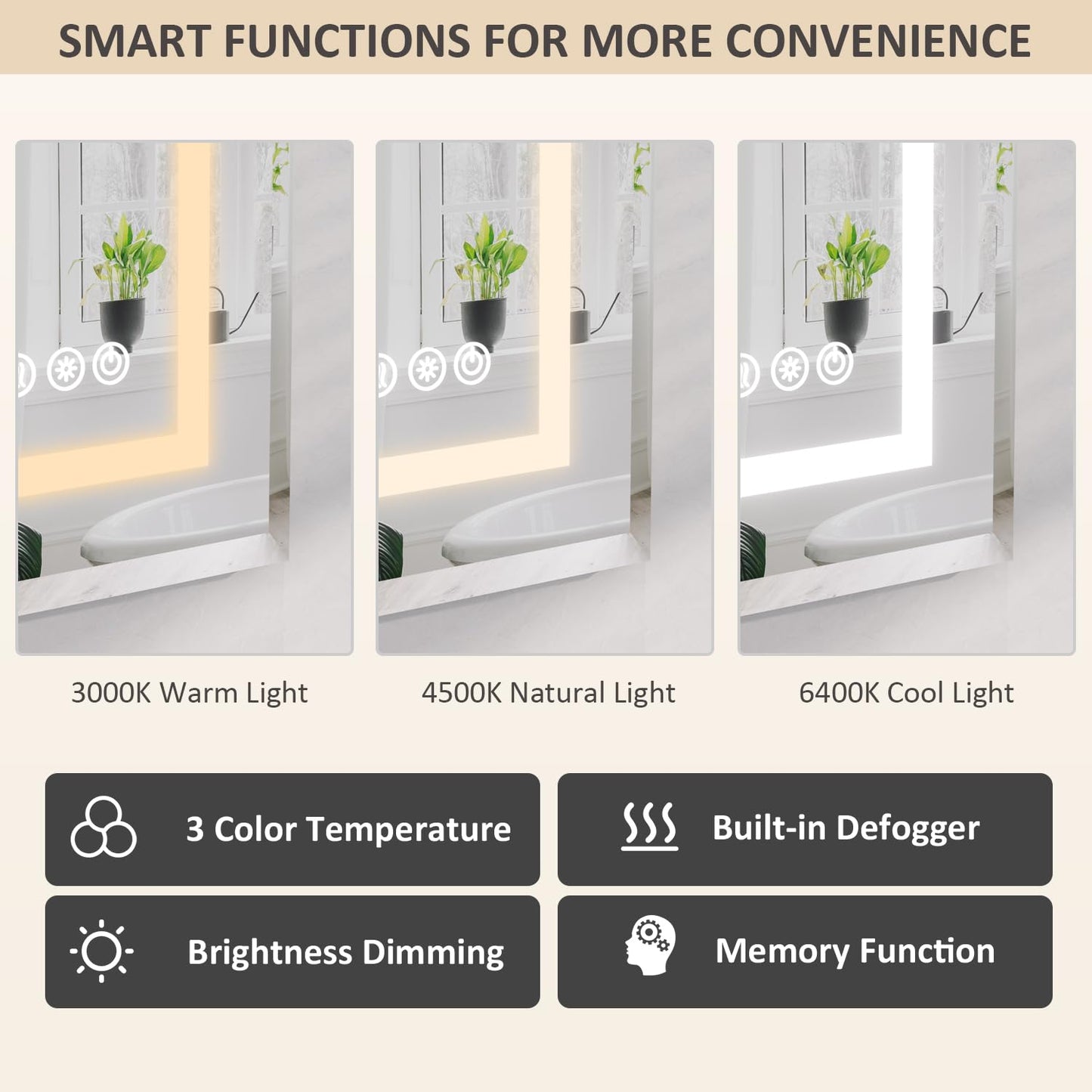 YUEPUIIHUI 24X30 Inch Lighted Medicine Cabinet, Recessed Medicine Cabinet with Adjustable 3-Color, Brightness Dimming, Defogger, Wall Mounted