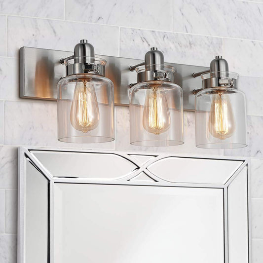 Bestier 3-Light Bathroom Vanity Wall Sconce Brushed Nickel 21.7in Length Model AK-AJ-18088-ca