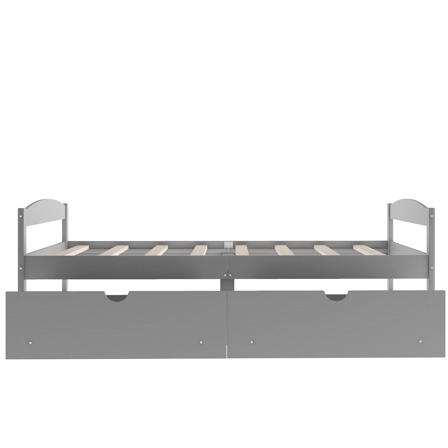 Merax Classic Solid Wood Day Bed with Storage Drawers Platform Bed for Living Room Beedroom Twin Grey