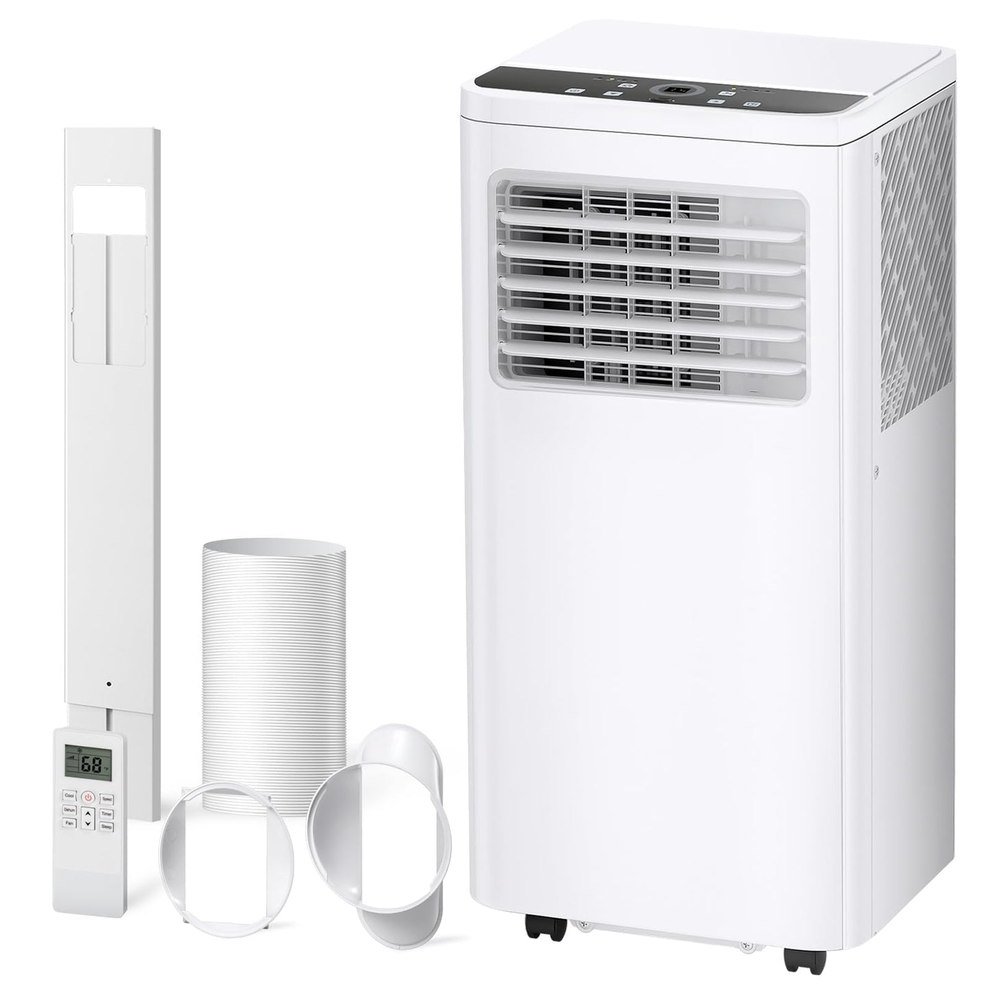 COWSAR 8,000 BTU Portable Air Conditioner | Cools Up to 350 Sq.Ft, 4-in-1 AC with Remote, LED Display & 24H Timer, Complete Installation Kit, White