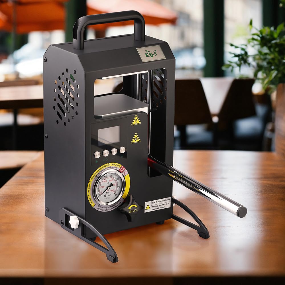 5T Hydraulic Heat Press Machine with 5Tons Dual Heating Plates 4.1x4.7 Inches Manual Heat Press Machine with Temperature Controller LCD Screen