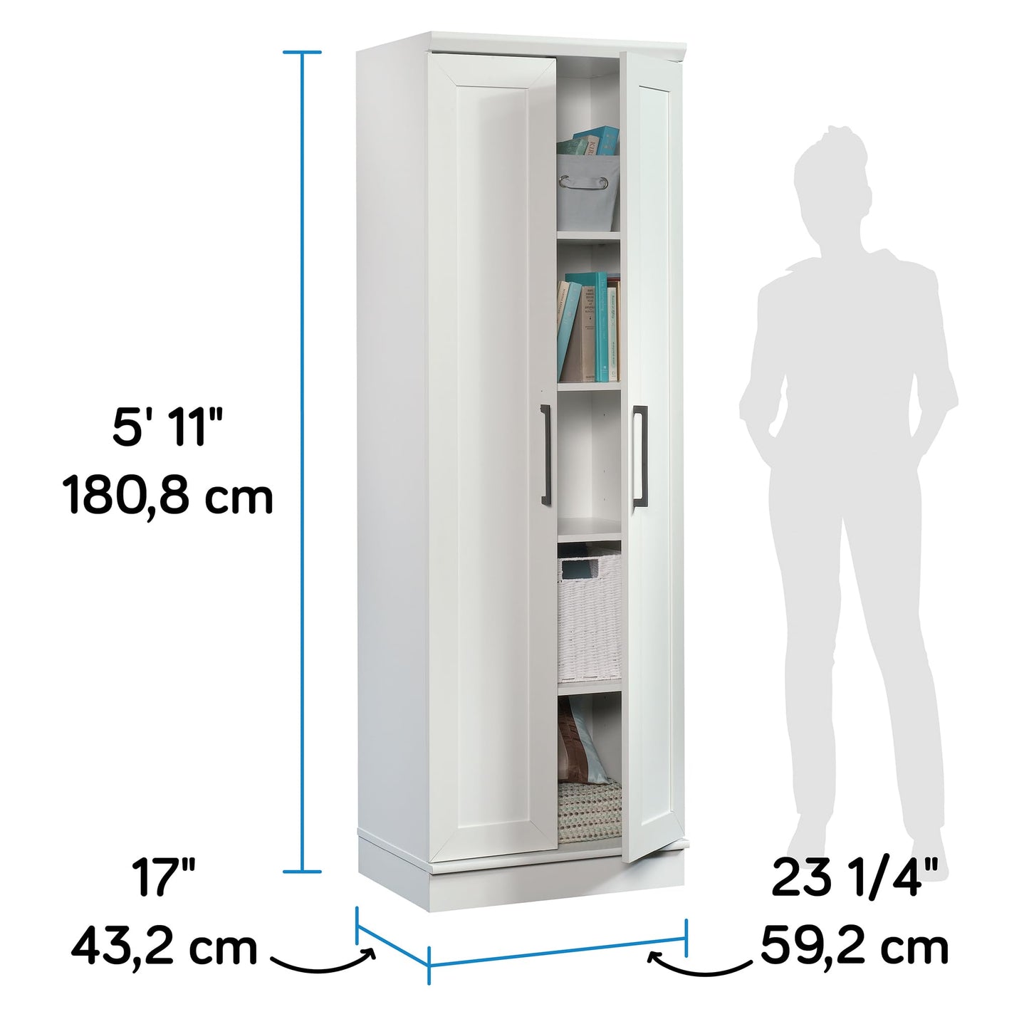 Sauder HomePlus Storage Cabinet/ Pantry cabinets, Soft White finish