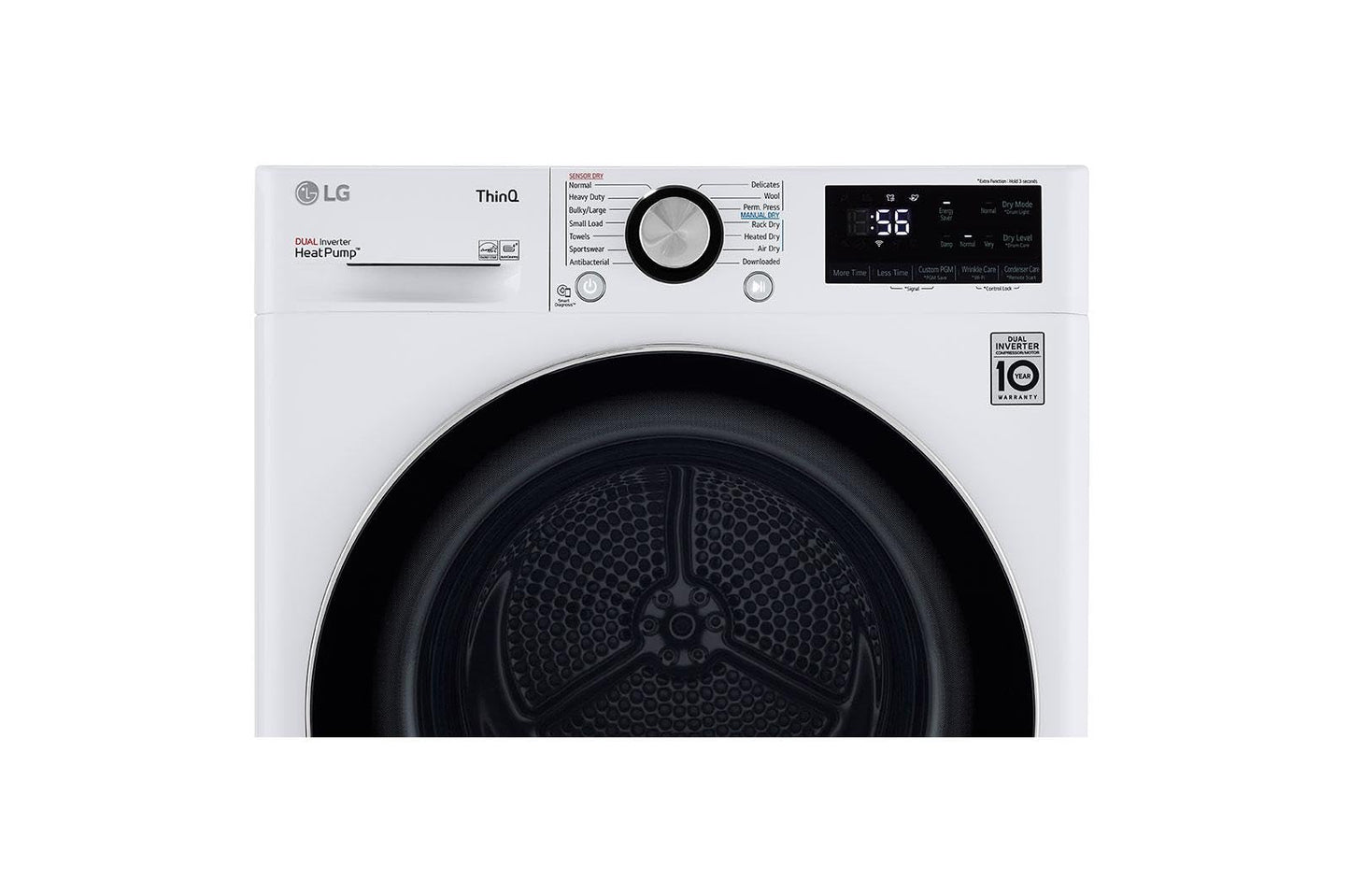 LG DLHC1455W 24 in. W 4.2 Cu. Ft. Ventless Stackable Compact Smart Electric Dryer in White with Dual Inverter HeatPump Technology
