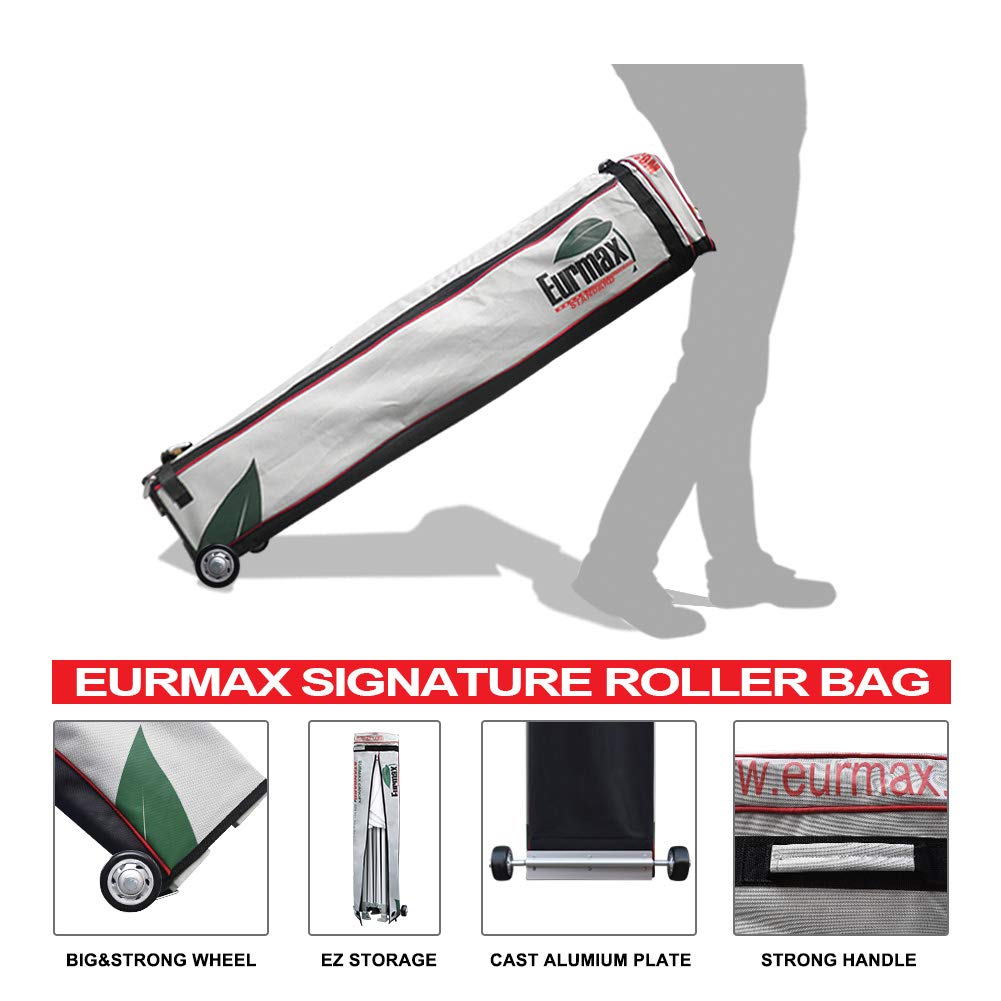 Eurmax USA 10x15 Pop Up Canopy Tent,Commercial Tent with Patented No-Tip Rolling Bag,4 Zippered Removable Walls,UV & Water Resistant Canopy Top,Heavy Duty Outdoor Gazebo,Instant Shelter(White)