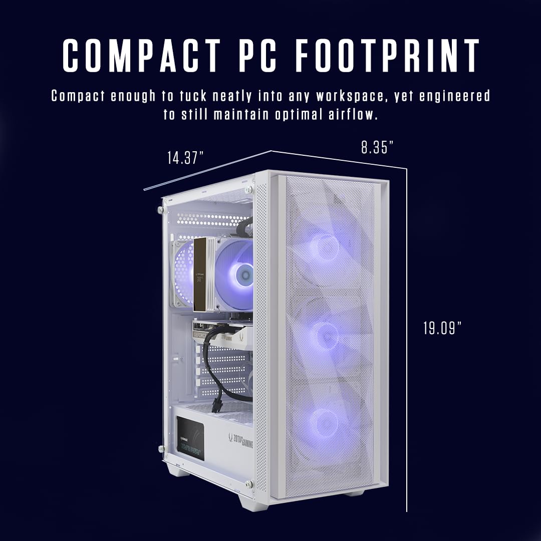 ZOTAC MEK Gaming PC Desktop, NVIDIA GeForce RTX 5060 8GB GDDR7, AMD Ryzen 5 9600X Up to 5.4GHz, 16GB DDR5, 1TB NVMe SSD, 650W 80+ Gold PSU, WiFi 6E, Bluetooth 5.3, Windows 11 Home, White