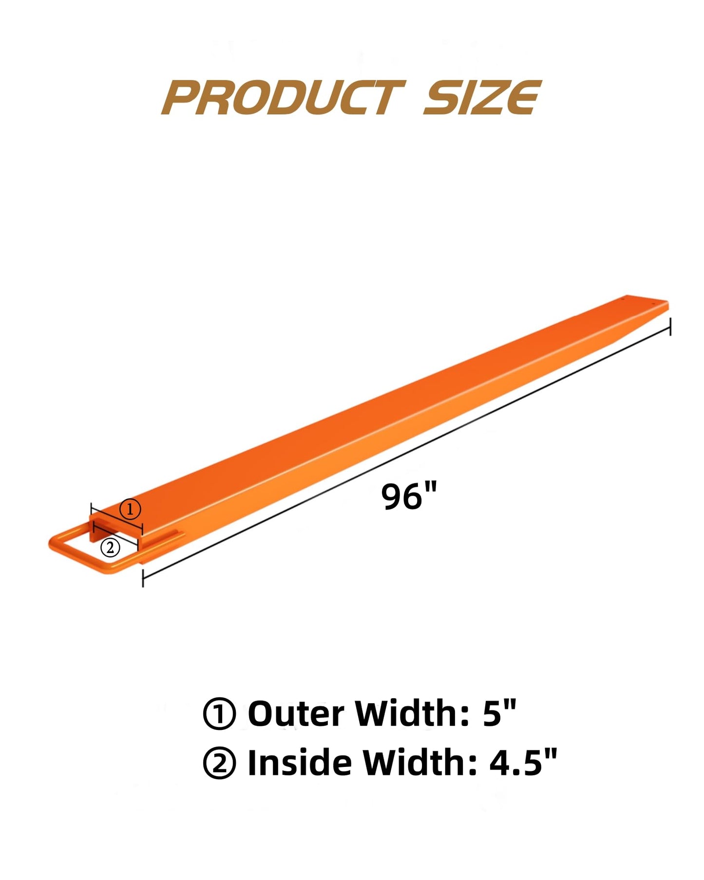 WHIZMIA Pallet Fork Extensions for Forklifts, 96 Inch Length 4.5 Inch Width Heavy Duty Sliding Forklift Extensions, 1 Pair Forklift Extensions, Orange