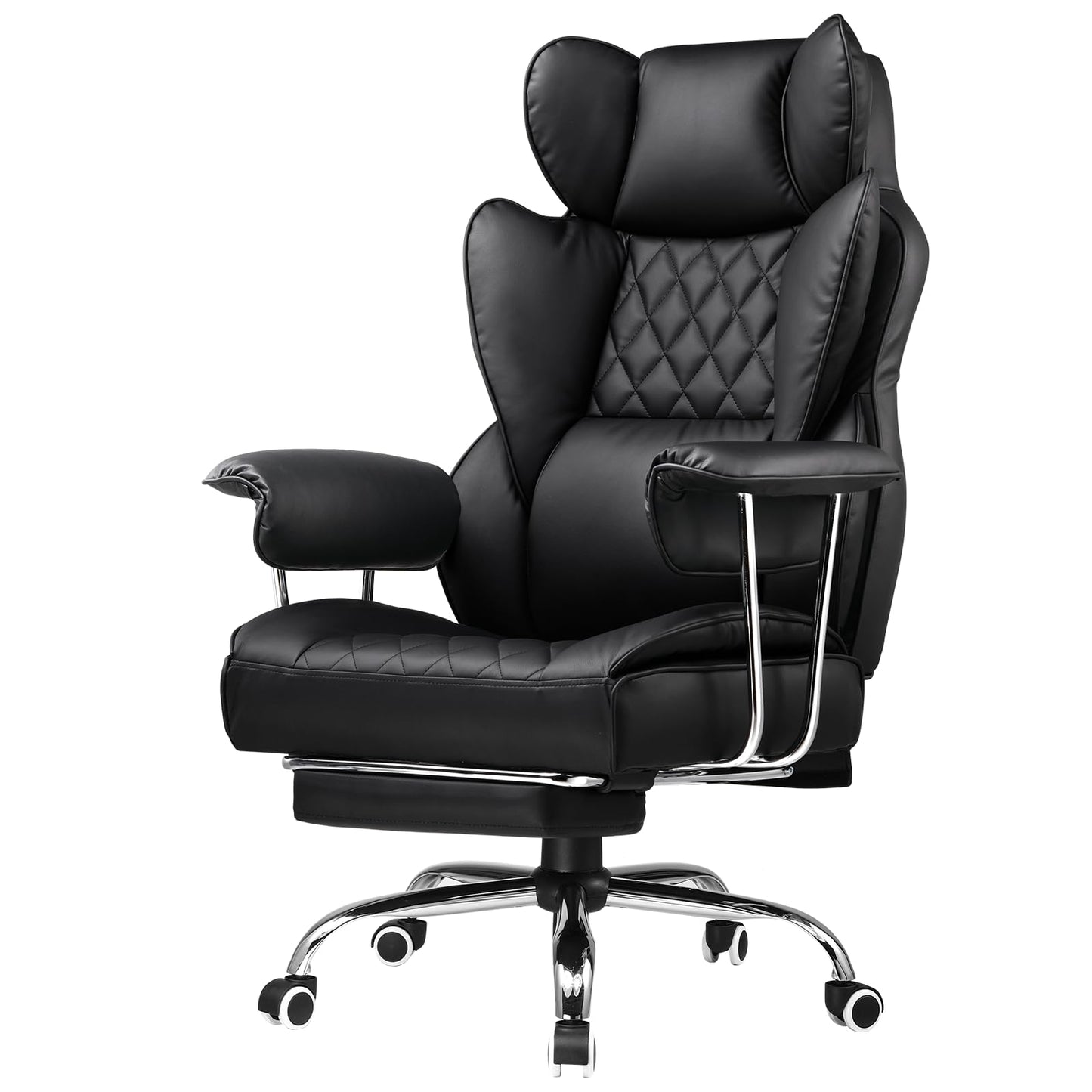 GTPLAYER Gaming Chair,Office Chair with Pocket Spring Lumbar Support, Ergonomic Comfortable Wide Office Desk Computer Chair with Outward Fixed Soft Armrests and Footrest (PU Leather, Black)