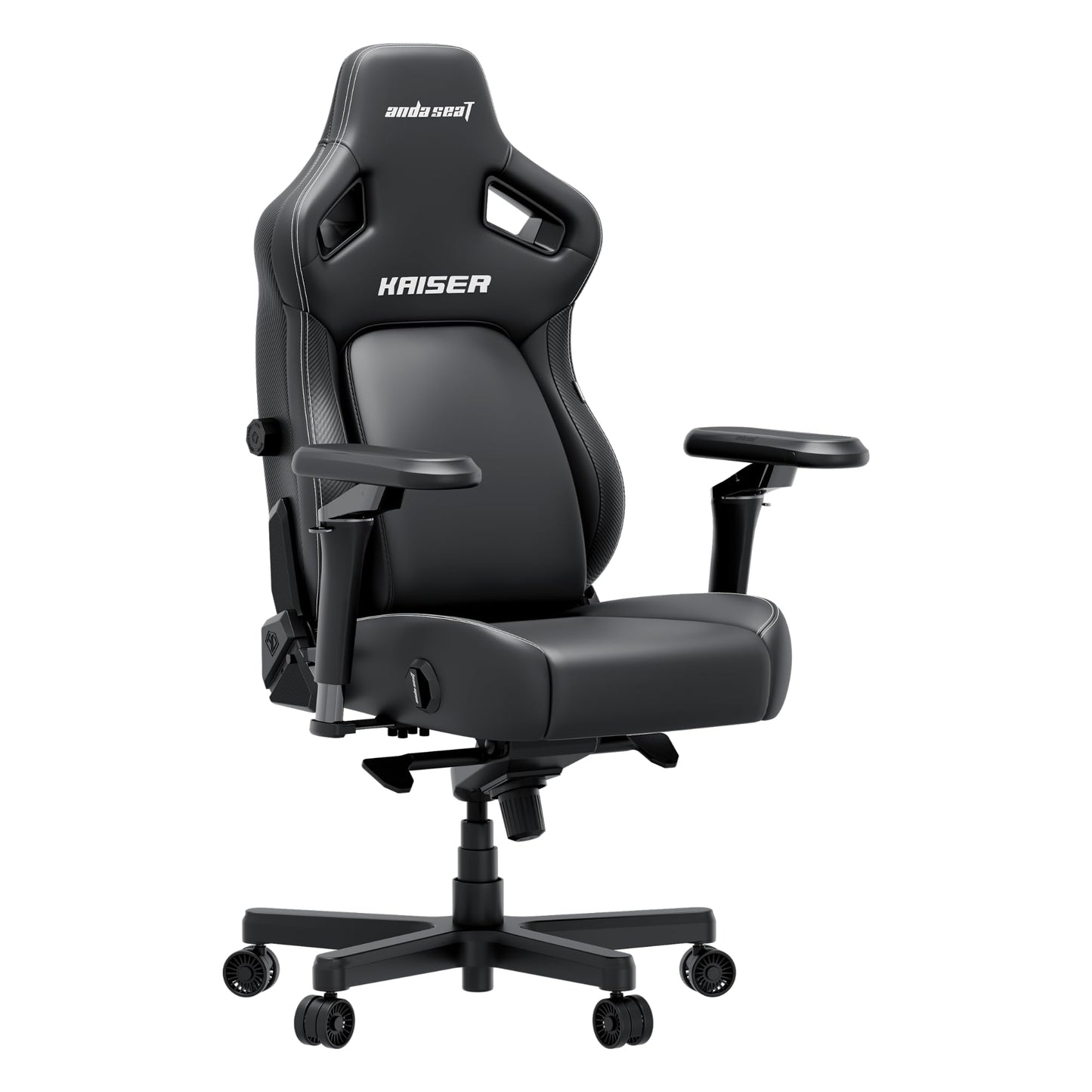 Anda Seat Kaiser 4 Large Gaming Chair for Adults - Ergonomic Black PVC Leather Gaming Seat with 6D Armrest, Comfortable Office Chair with Lumbar Support, Heavy Duty Wide Computer Seat