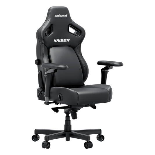 Anda Seat Kaiser 4 Large Gaming Chair for Adults - Ergonomic Black PVC Leather Gaming Seat with 6D Armrest, Comfortable Office Chair with Lumbar Support, Heavy Duty Wide Computer Seat