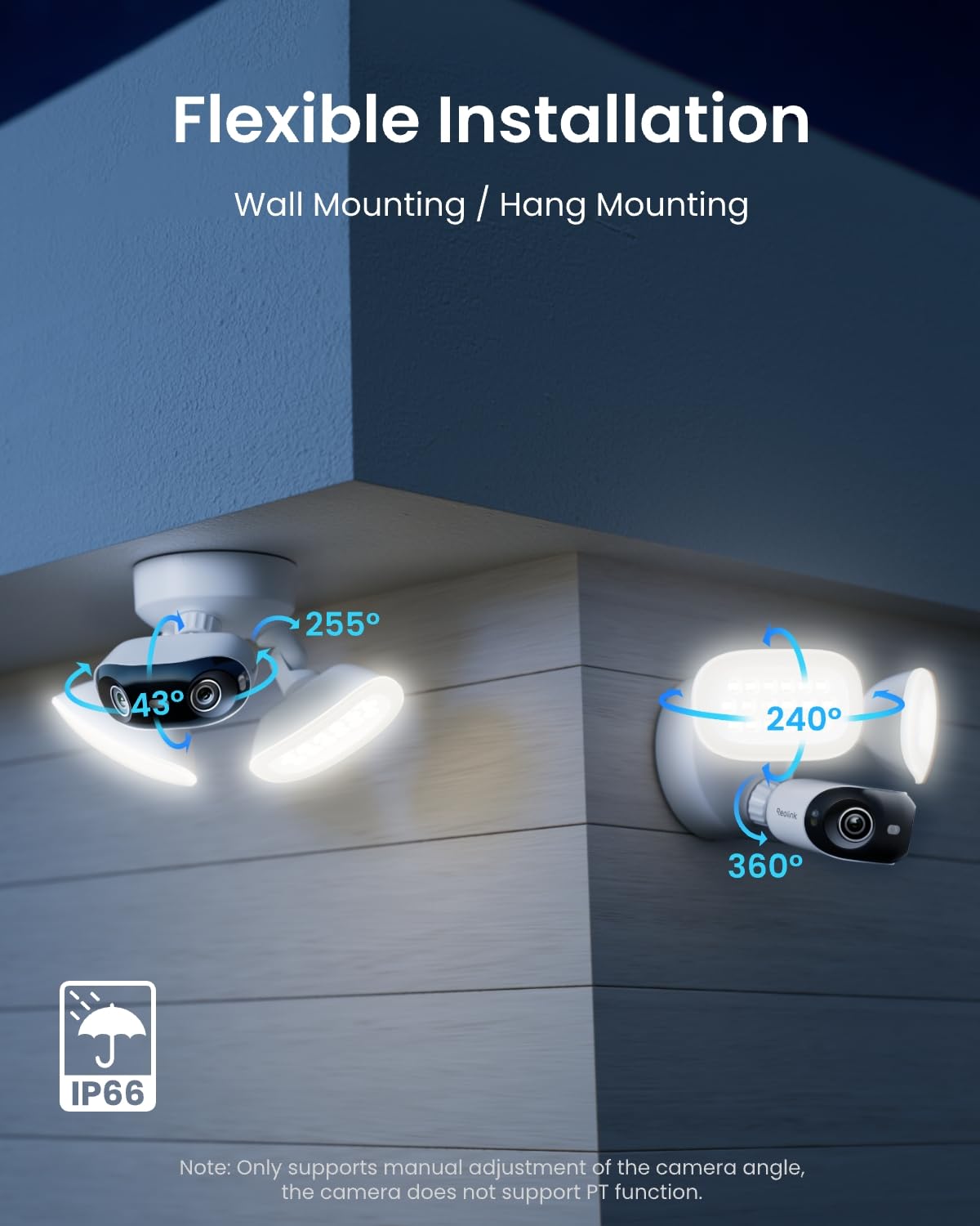 REOLINK Elite Pro Floodlight PoE, 16MP Dual Lens PoE Security Camera with 180° View, Local AI Video Search, Full Color & Infrared Night Vision, Smart Detection, 24/7 Recording with Motion Track