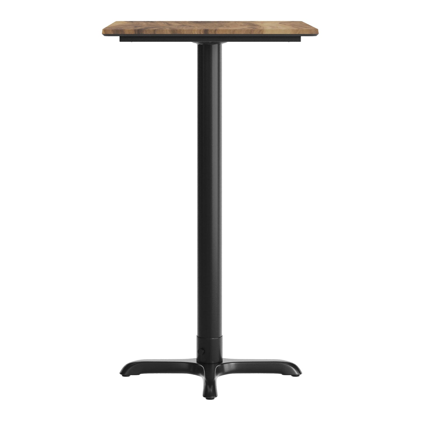 Flash Furniture TopGuard 30" x 24" Indoor Natural Tabletop with 22" x 22" Black Bar Height X Base, Seamless TopGuard HPL Top and Edge