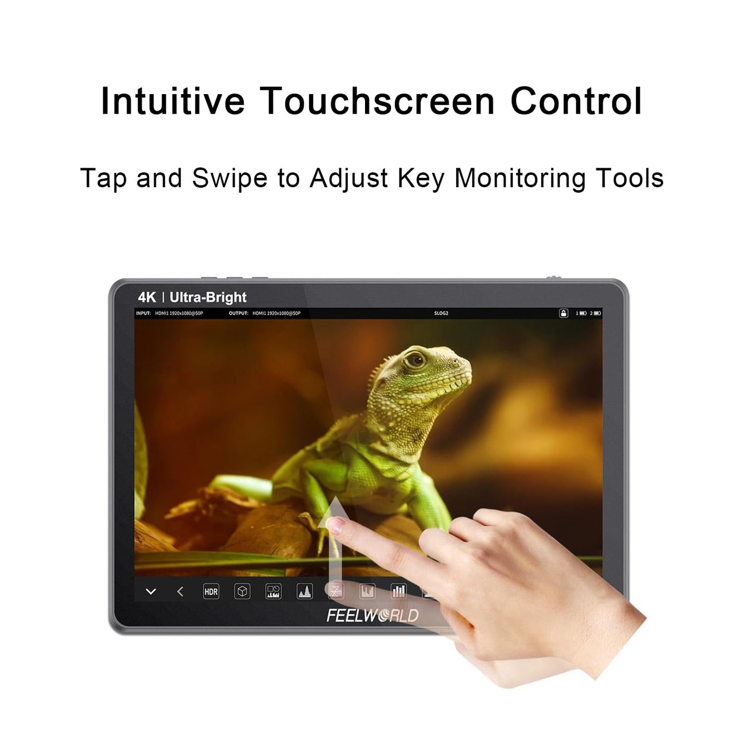 FEELWORLD LUT11H 2000nit Camera Field Monitor, 10.1 Inch 1920x1200 Touchscreen 4K 60Hz HDMI Video Monitor Screen with U-Shape Bracket, Dual Battery Slots, 3D LUT Waveform HDR Focus Peaking
