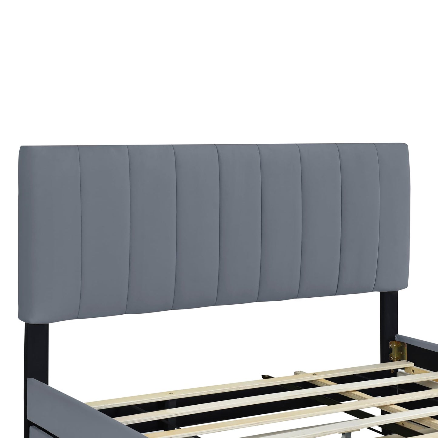 Bellemave Queen Bed Frame with Trundle Bed,Velvet Upholstered Platform Bed Frame with Storage Drawers,Queen Size Trundle Bed with Headboard for Kids Teens Adults,Gray