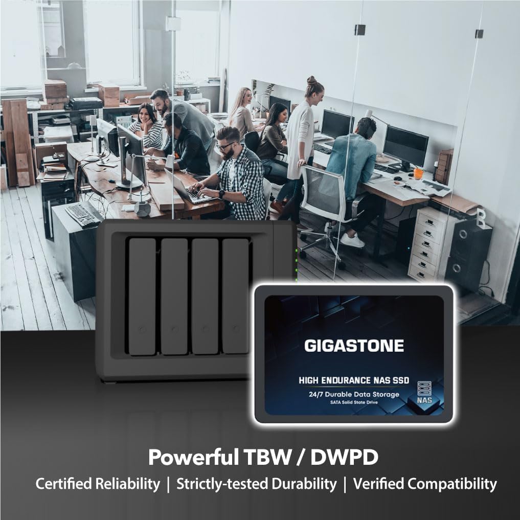 Gigastone 【NAS Only】 2TB NAS SSD – High Endurance 3D TLC SATA III 6 Gb/s 2.5″ Internal Solid State Drive, Up to 550 MB/s