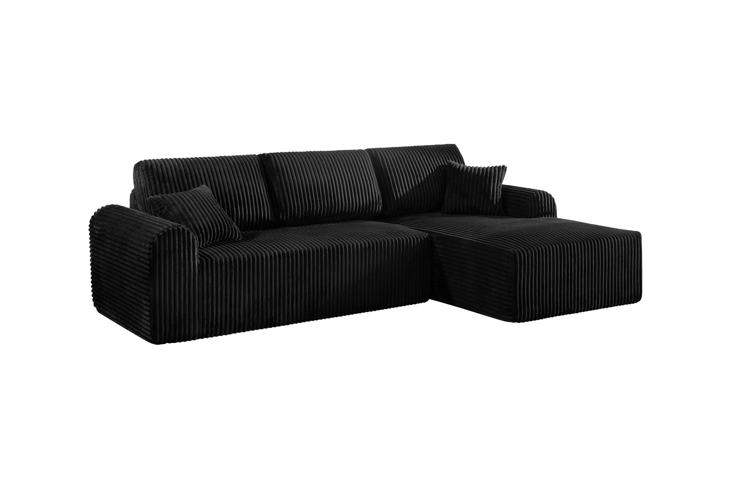 109-Inch L-Shaped Right Facing Boneless Corner Sofa 2 PCS Modular Sectional Cloud Sofa Couch with Chaise Lounge and Toss Pillow, Corduroy Boneless L-Shaped Couches