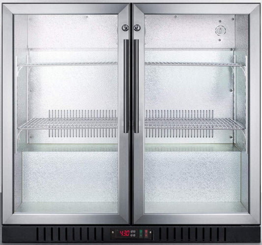 Summit 36” Beverage Center, 7.4 cu.ft. Capacity, Commercial Beverage Center, French Door, Stainless Steel & Glass- SCR7012DB