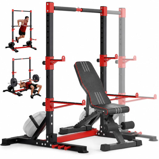 YOLEO Smith Machine & Squat Rack Combo, Multi-Functional Power Racks with Adjustable Width & Pull-Up Bar, Cable Crossover Power Cage, Independent Dual-Pulley System for Home Gym Garage Basement