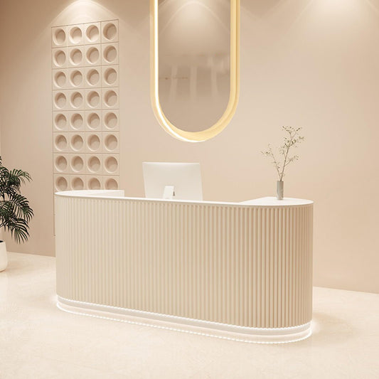 odrma Reception Desk, Macaron Color Retail Counter, Reception Desk with Counter wiht Hidden LED Lighting for Salon Reception Room Office Boutique Checkout Counter Dental Hospital