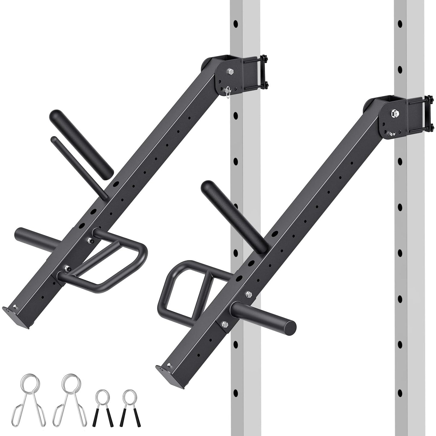 SELEWARE Upgraded Heavy Duty Adjustable Lever Arms for 3x3 Power Racks with 5/8" or 1" Holes, Multi-Grip Jammer Arms, 600lbs Capacity Per Arm, Squat Rack Attachments for Home Gym Strength Training